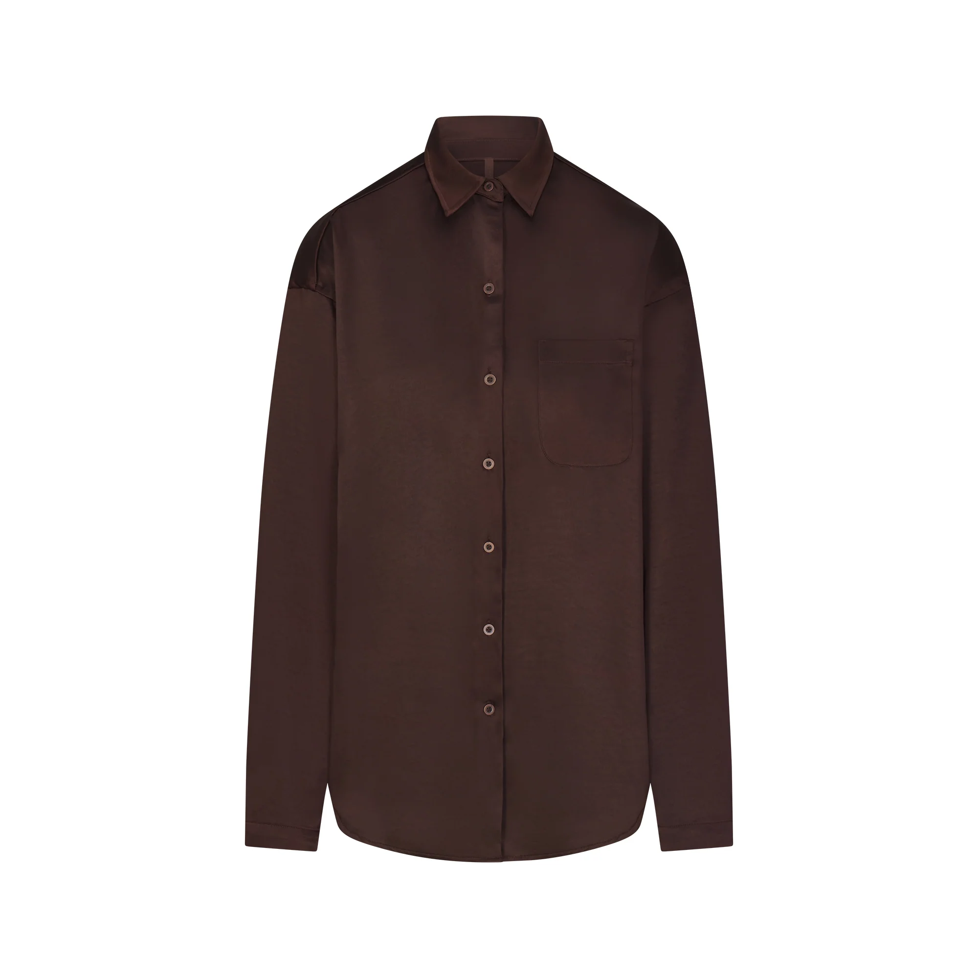 LIGHTWEIGHT SATIN OVERSIZED SHIRT | ESPRESSO