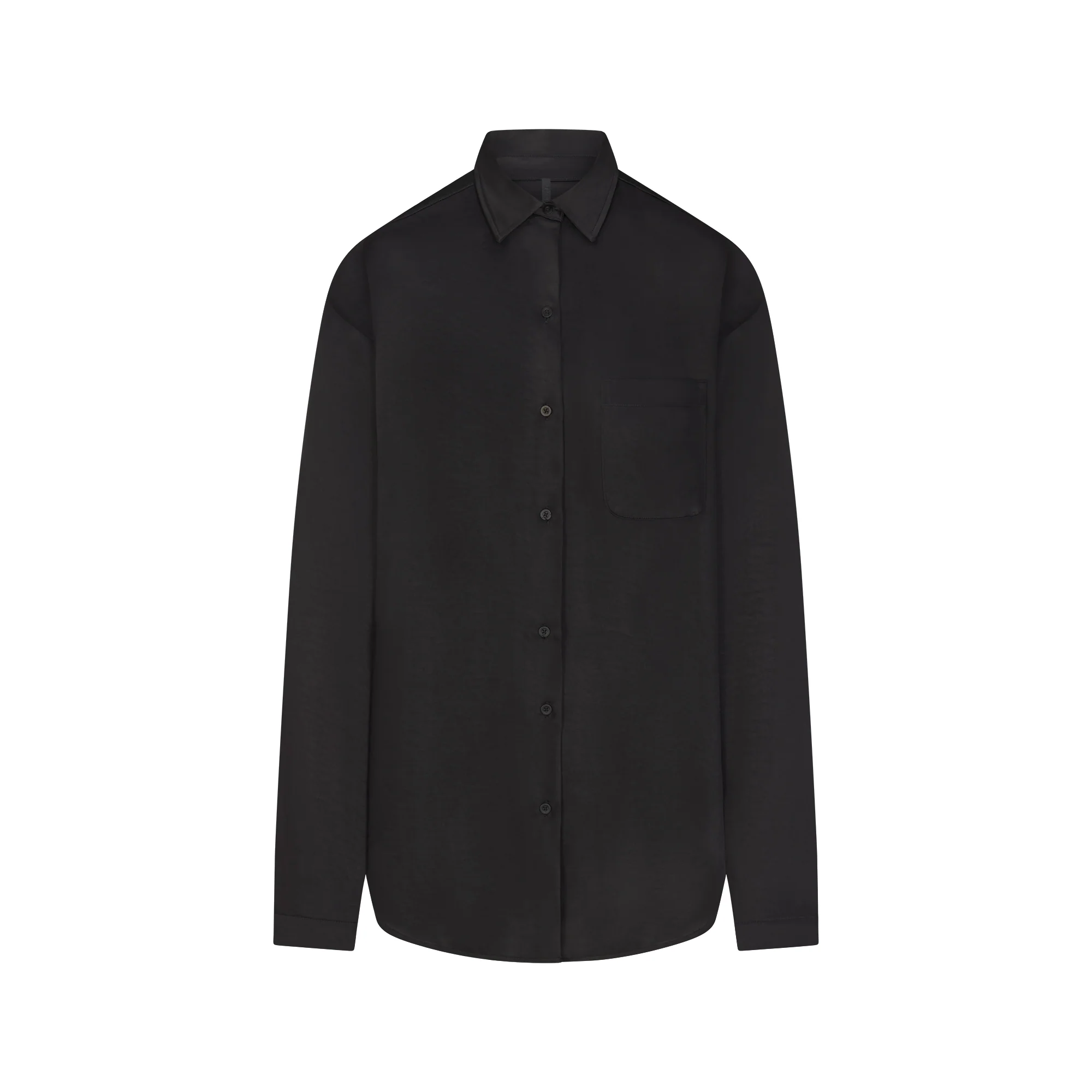 LIGHTWEIGHT SATIN OVERSIZED SHIRT | OBSIDIAN