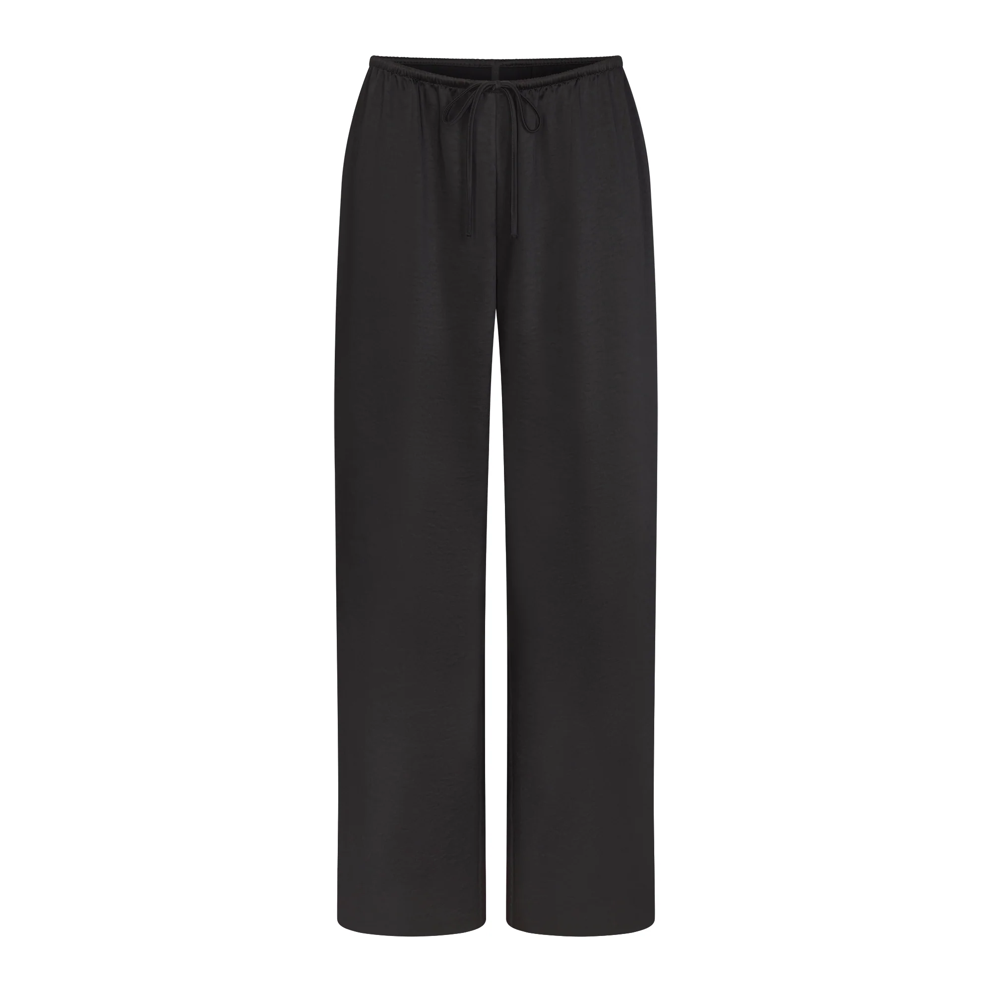 LIGHTWEIGHT SATIN STRAIGHT LEG PANT | OBSIDIAN