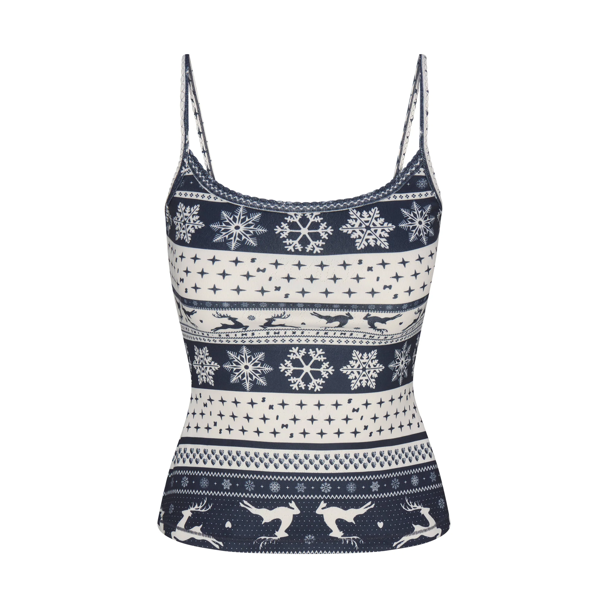 LOGO PLUSH POINTELLE CAMI | NAVY DEER FAIR ISLE