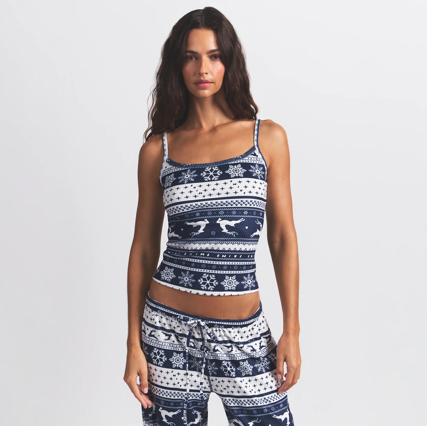 LOGO PLUSH POINTELLE CAMI | NAVY DEER FAIR ISLE - Image 3