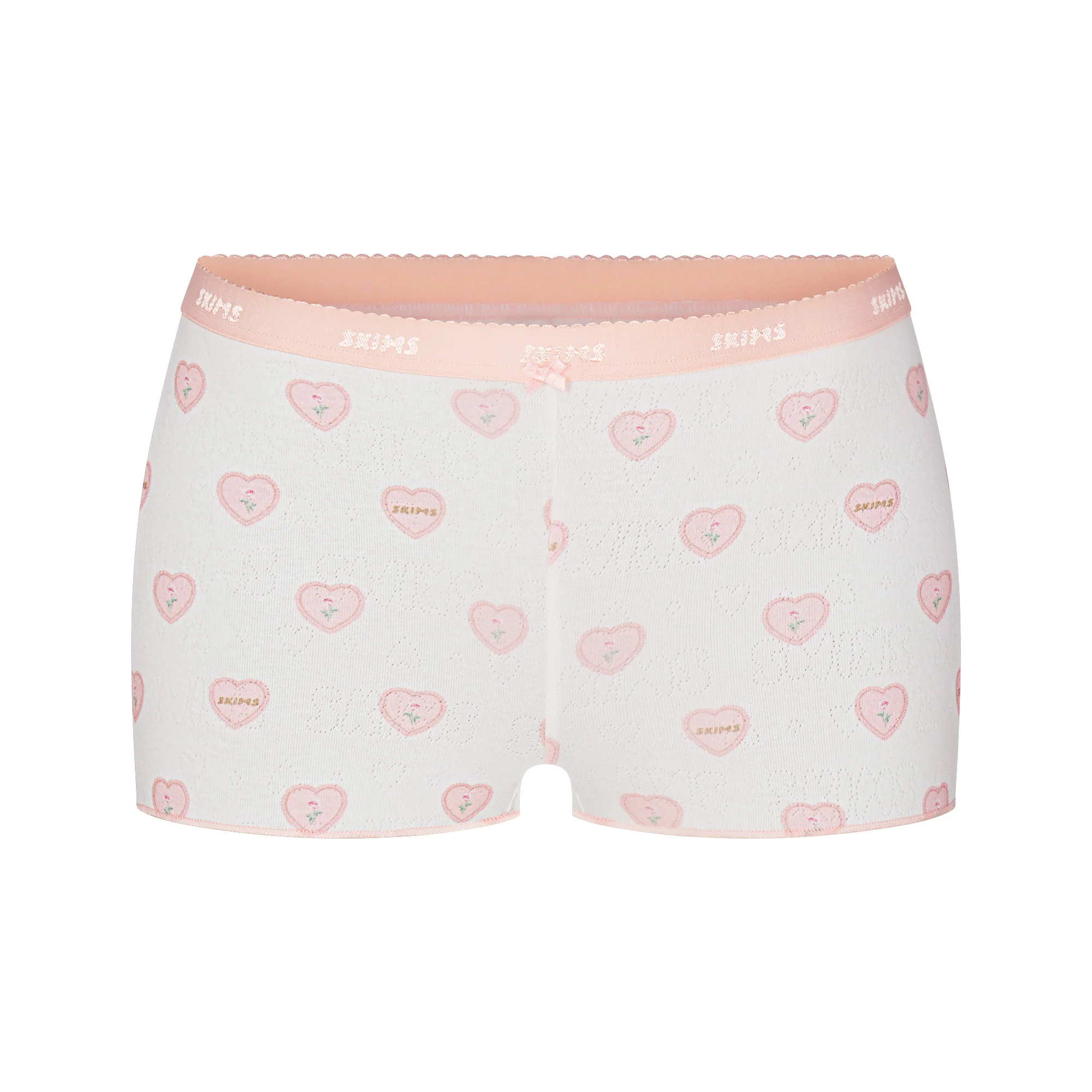 LOGO POINTELLE BABY TEE AND MICRO SHORT SET | SNOW LACE HEARTS - Image 7