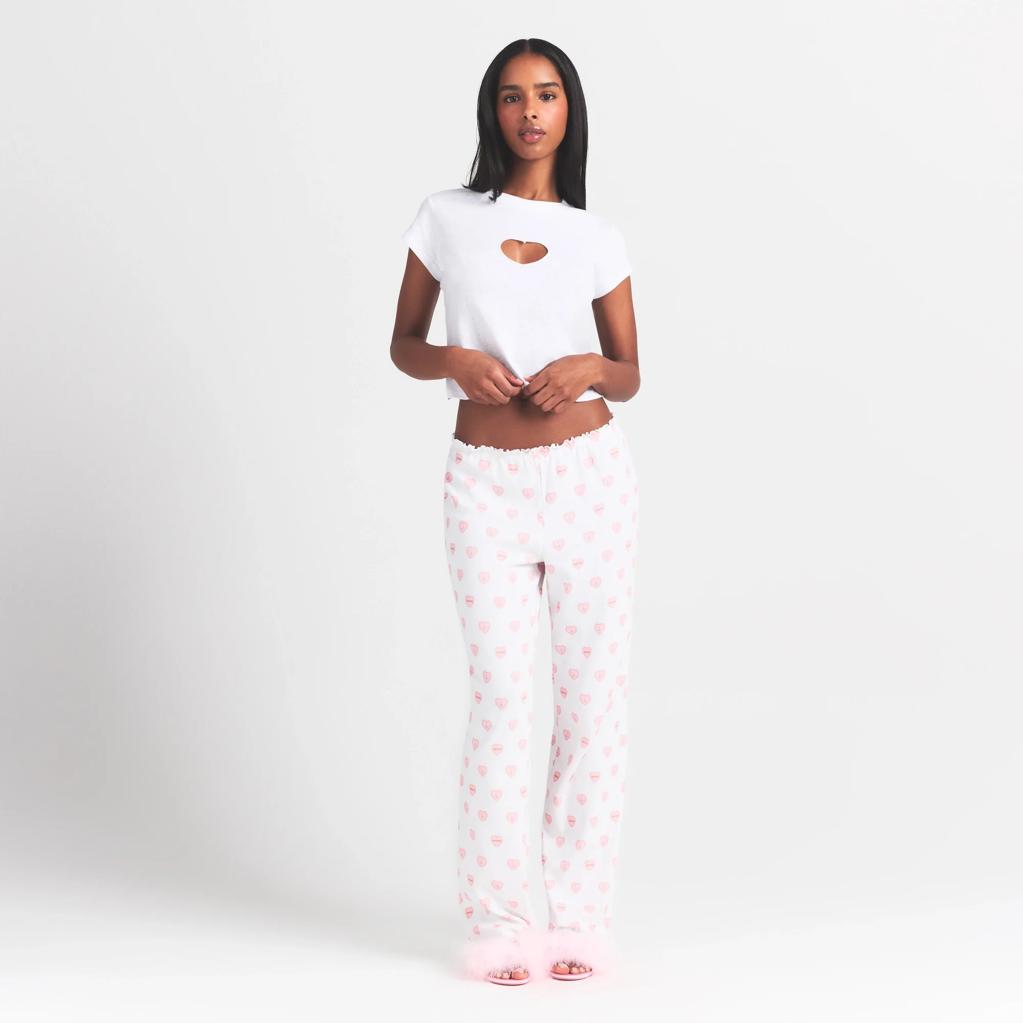 LOGO POINTELLE STRAIGHT LEG PANT | SNOW LACE HEARTS - Image 2