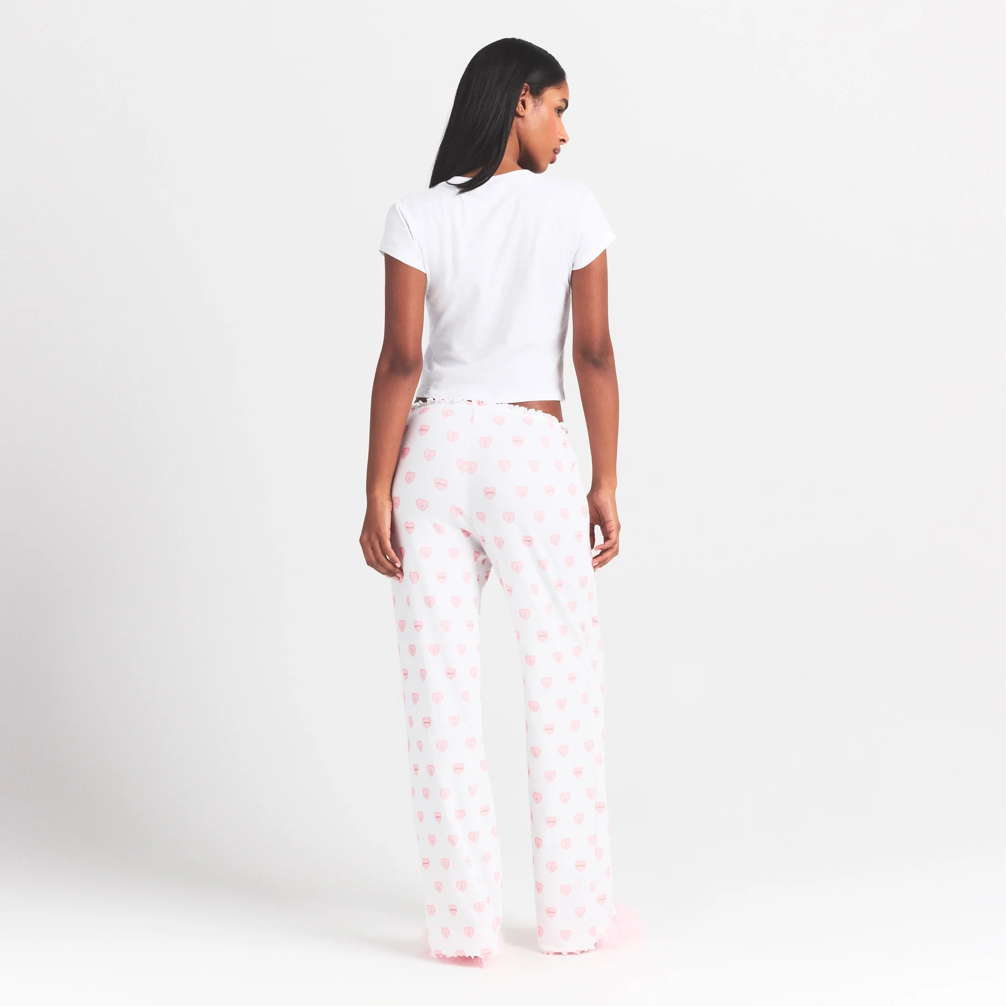 LOGO POINTELLE STRAIGHT LEG PANT | SNOW LACE HEARTS - Image 5
