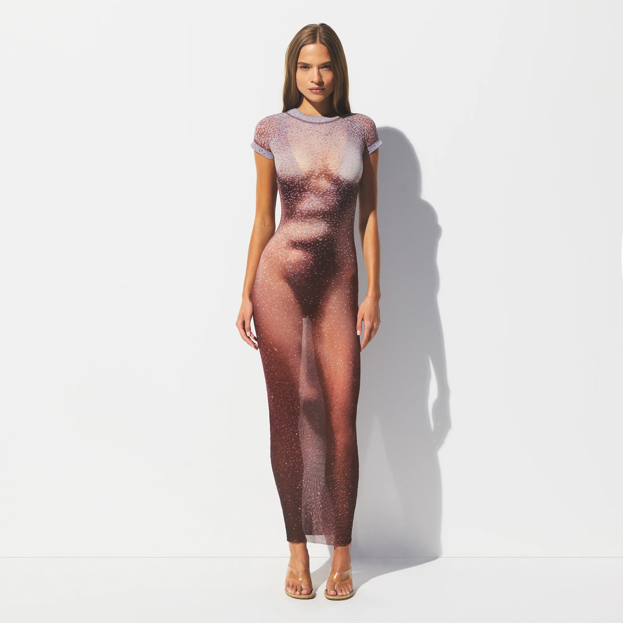 MESH COVER-UPS LONG DRESS | HENNA FK BODY PRINT - Image 2