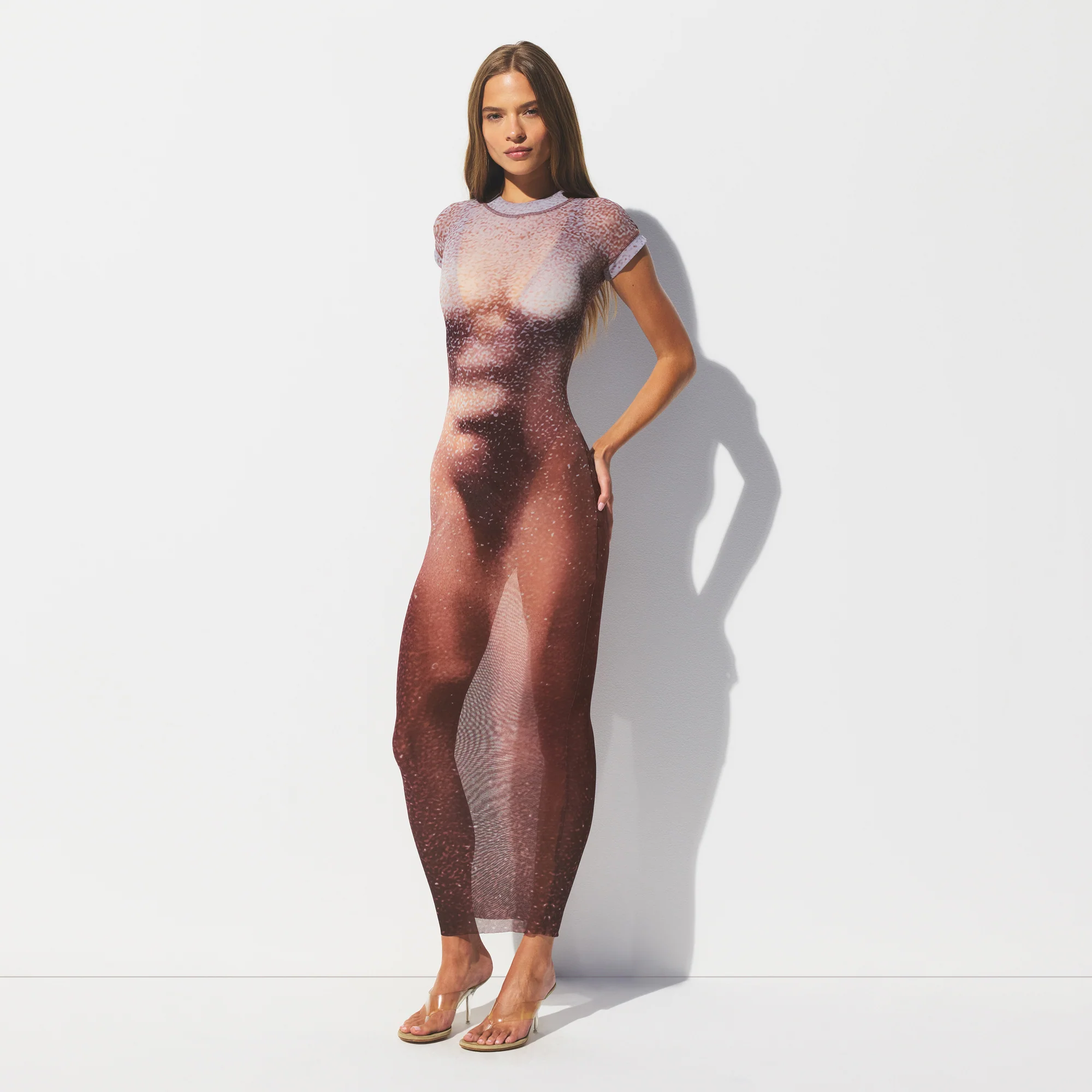 MESH COVER-UPS LONG DRESS | HENNA FK BODY PRINT - Image 4