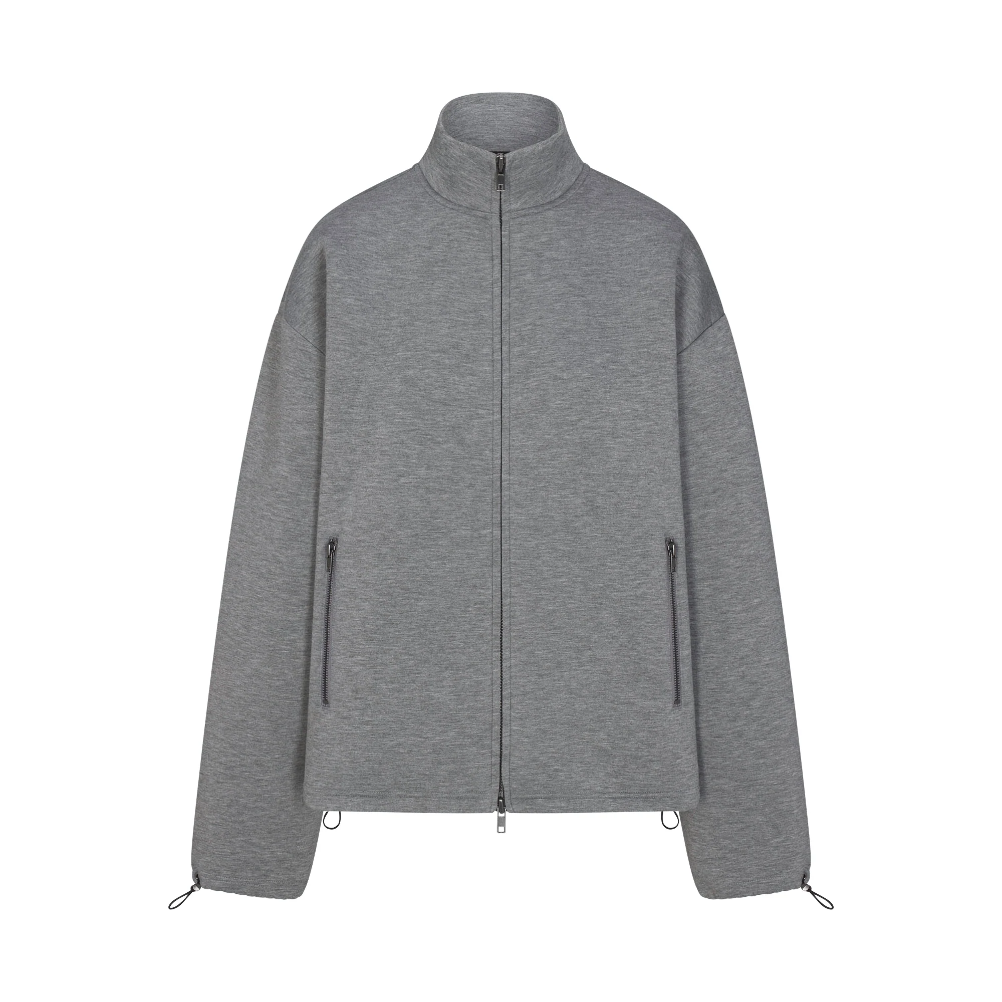 NEOPRENE OUTERWEAR OVERSIZED MOCK NECK JACKET | DARK HEATHER GREY