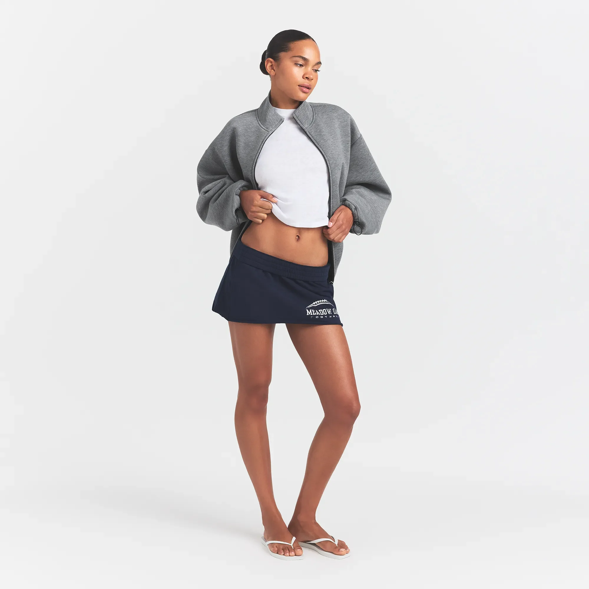 NEOPRENE OUTERWEAR OVERSIZED MOCK NECK JACKET | DARK HEATHER GREY - Image 4
