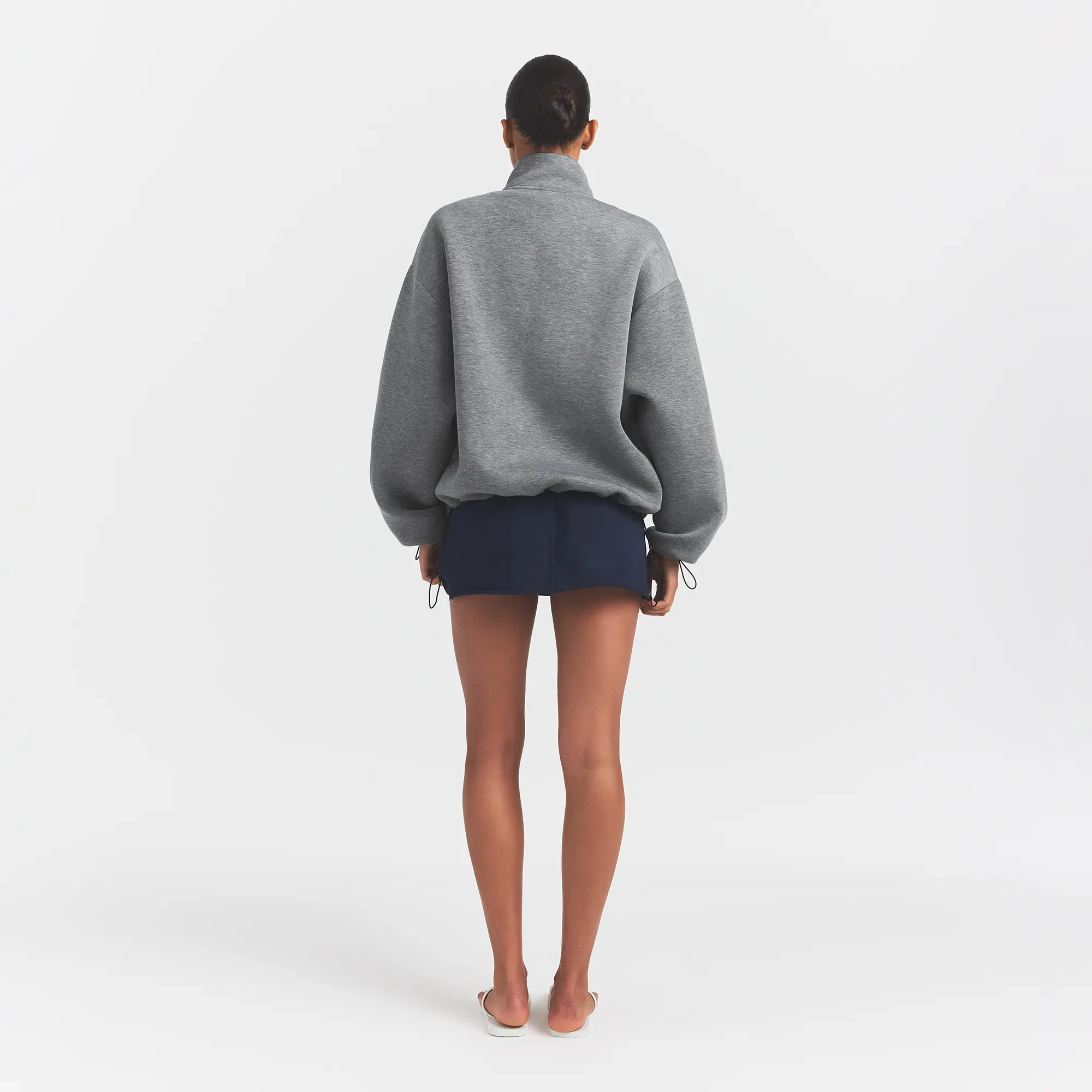 NEOPRENE OUTERWEAR OVERSIZED MOCK NECK JACKET | DARK HEATHER GREY - Image 6