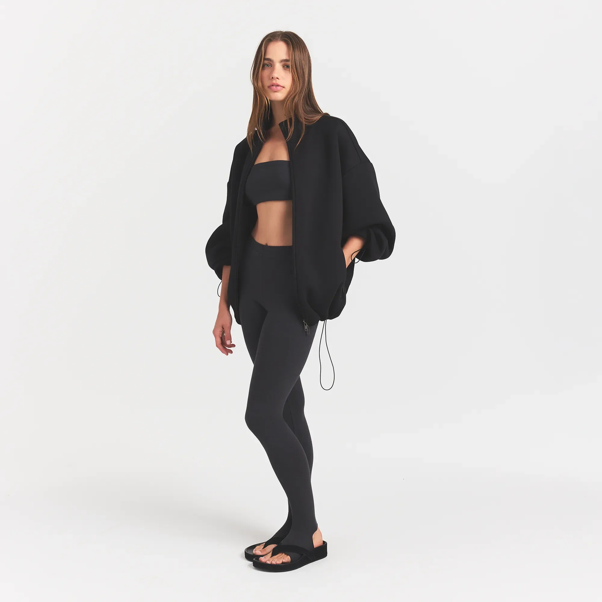 NEOPRENE OUTERWEAR OVERSIZED MOCK NECK JACKET | OBSIDIAN - Image 2
