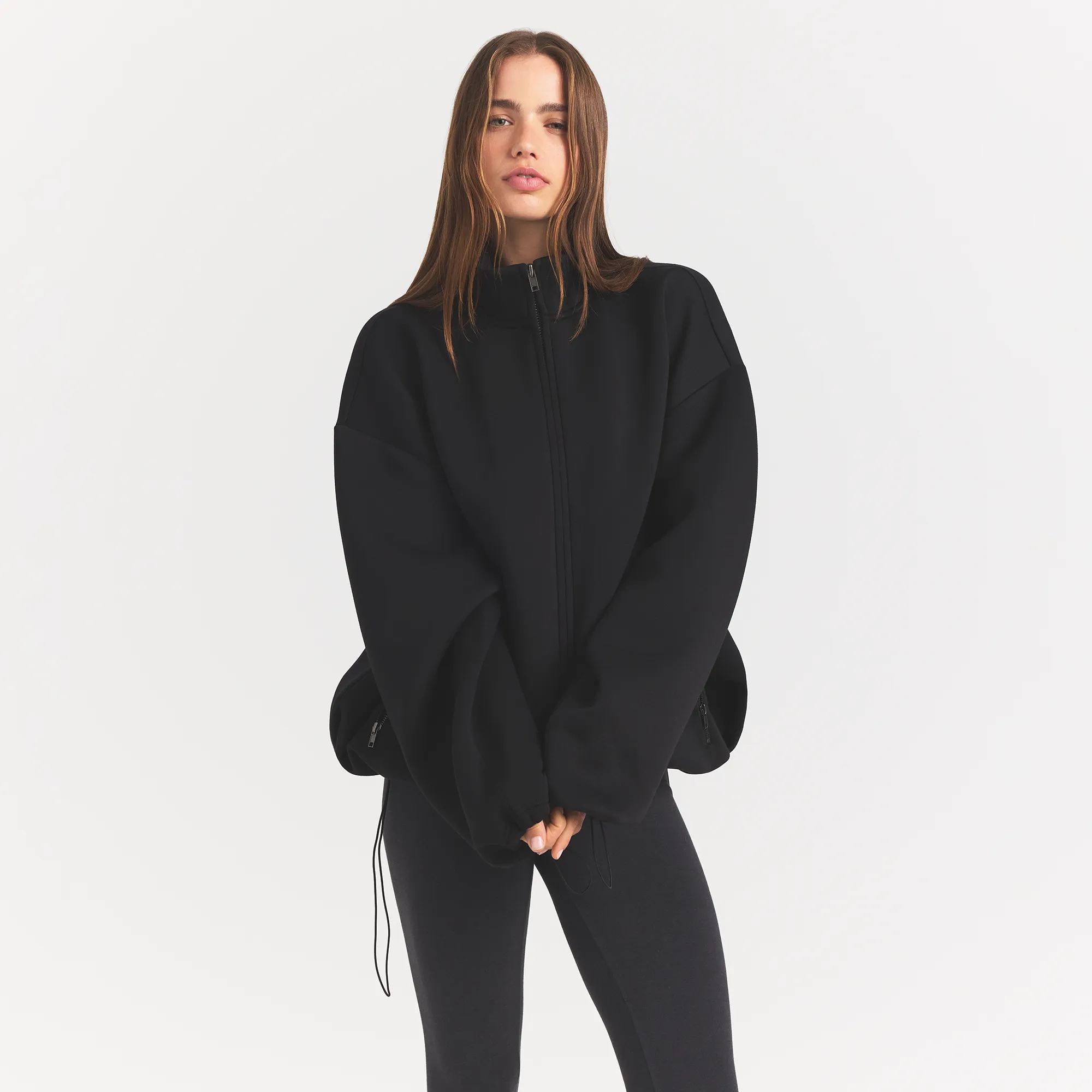 NEOPRENE OUTERWEAR OVERSIZED MOCK NECK JACKET | OBSIDIAN - Image 3