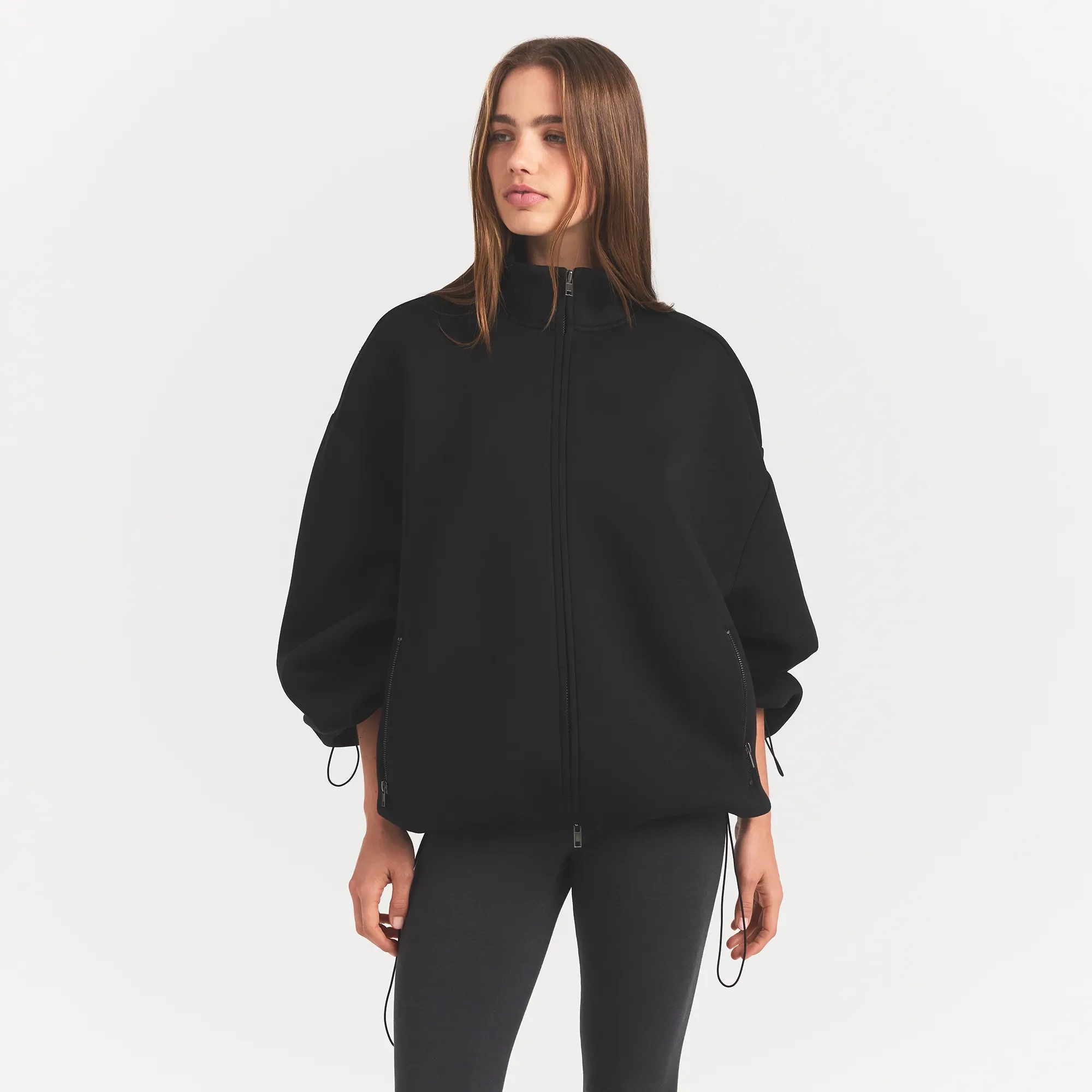 NEOPRENE OUTERWEAR OVERSIZED MOCK NECK JACKET | OBSIDIAN - Image 4