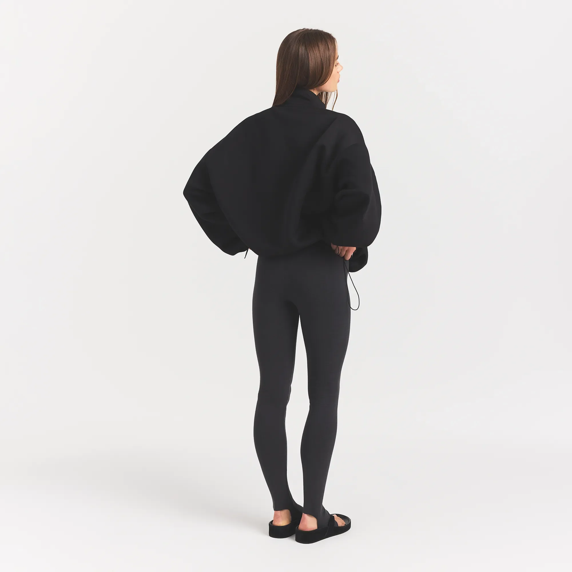 NEOPRENE OUTERWEAR OVERSIZED MOCK NECK JACKET | OBSIDIAN - Image 6