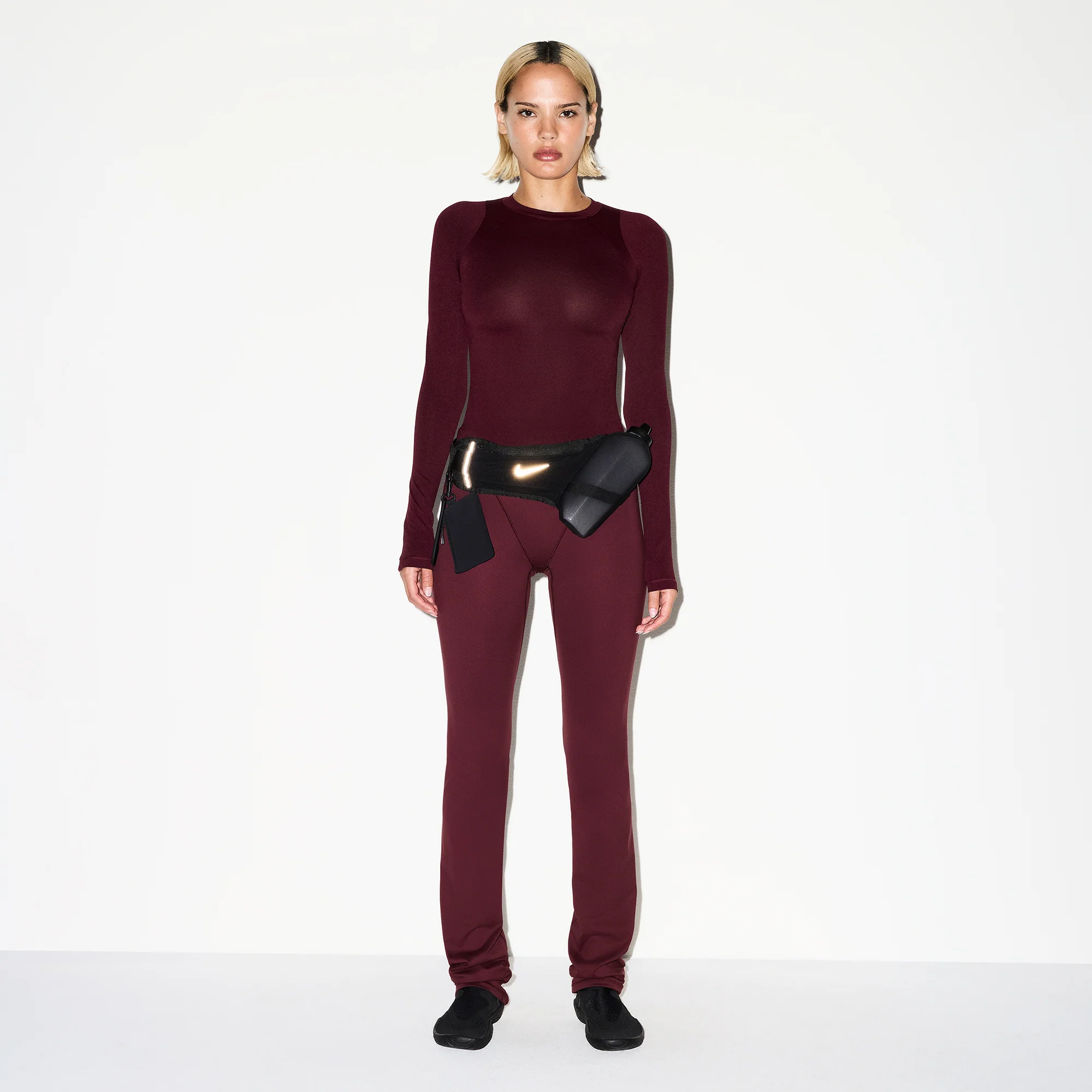 NikeSKIMS AIRY LONG SLEEVE CREW NECK TOP | CURRANT - Image 2