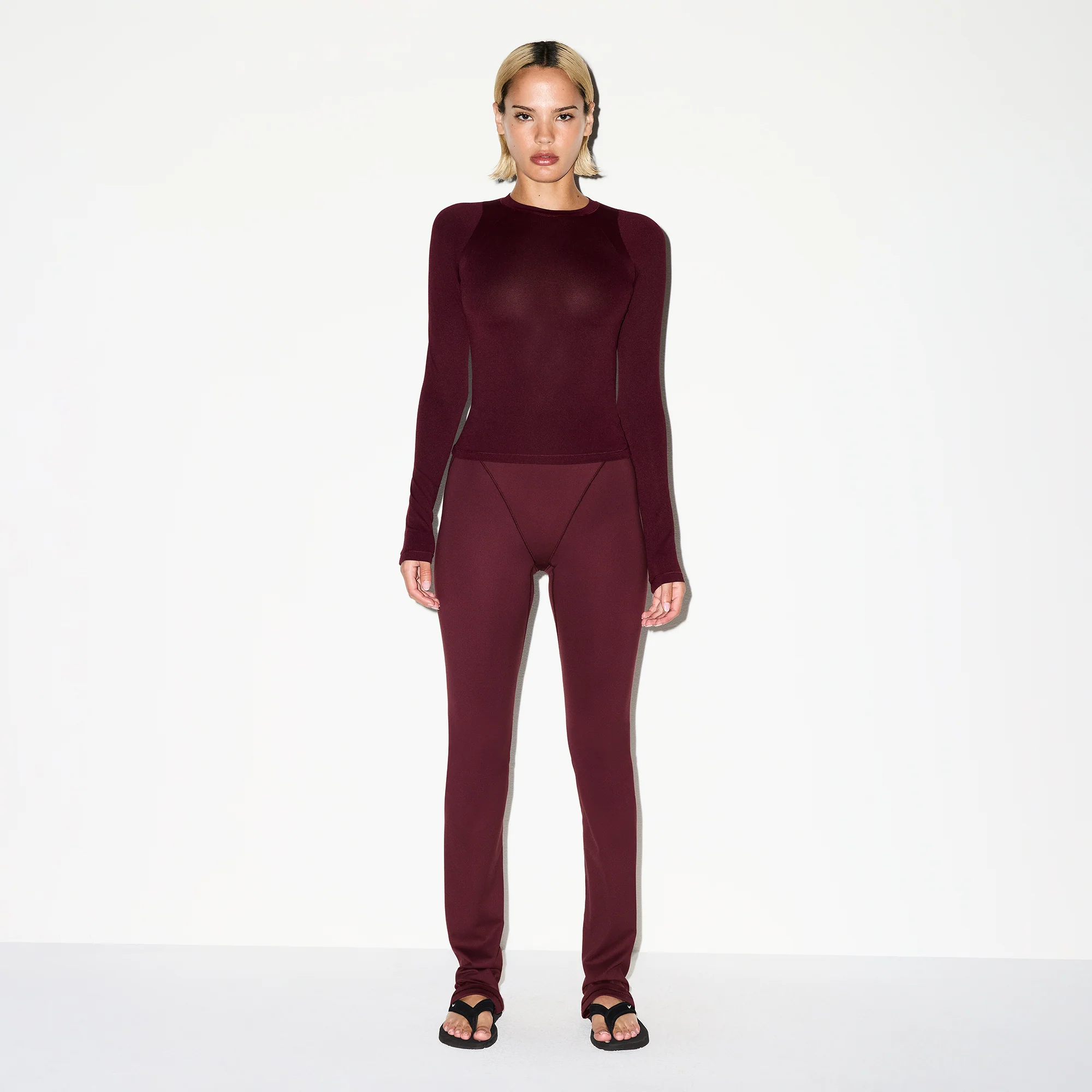 NikeSKIMS AIRY LONG SLEEVE CREW NECK TOP | CURRANT - Image 5