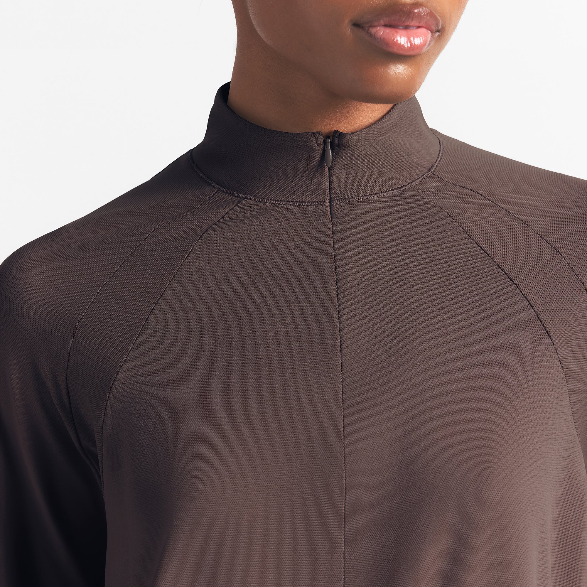 NikeSKIMS AIRY LONG SLEEVE HALF ZIP | DARK SEPIA - Image 4