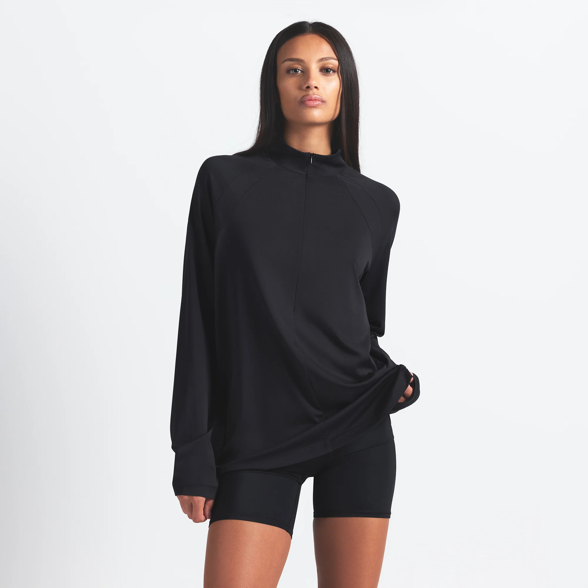 NikeSKIMS AIRY LONG SLEEVE HALF ZIP | OBSIDIAN - Image 5
