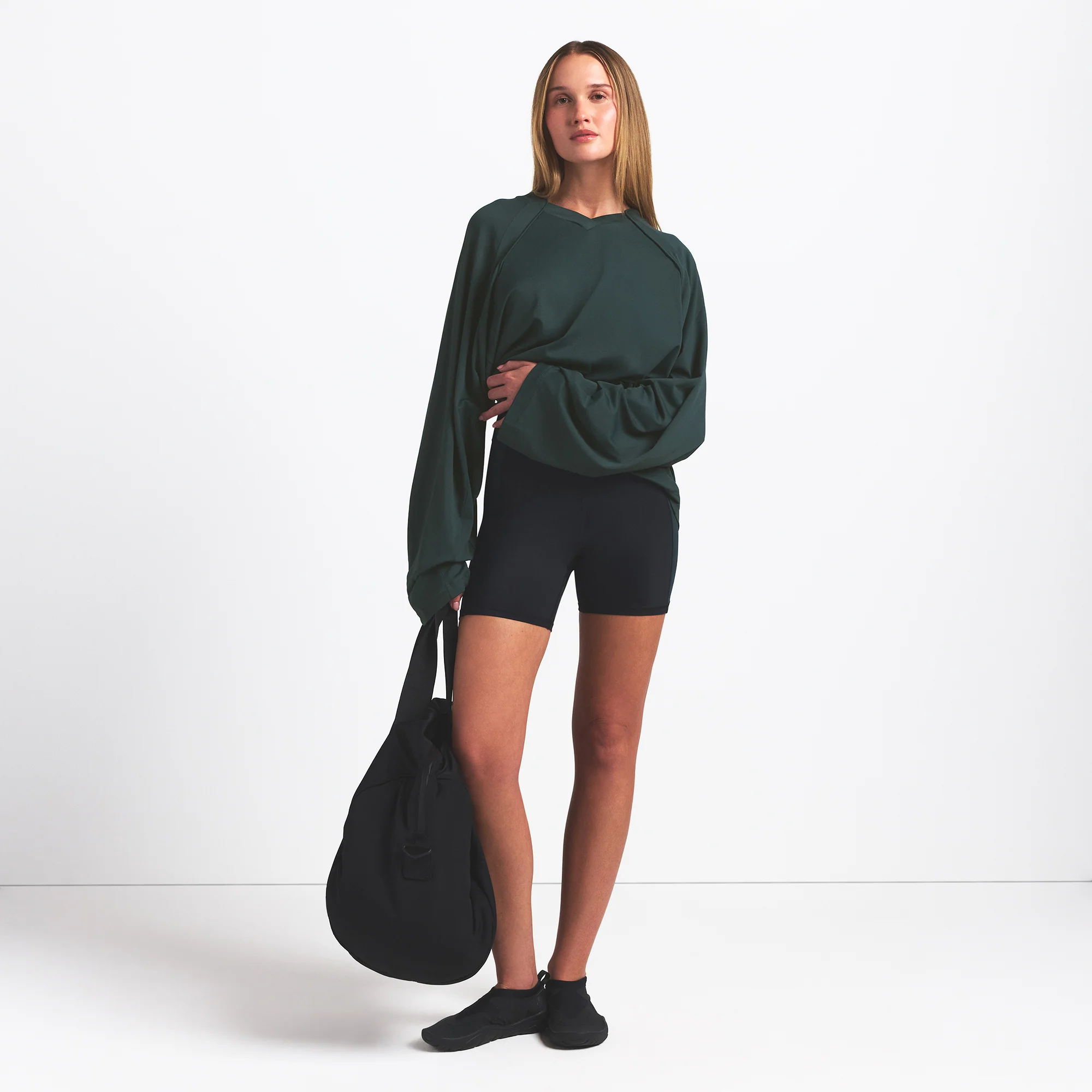 NikeSKIMS AIRY V-NECK OVERSIZED LONG SLEEVE TOP | DARK TEAL - Image 2