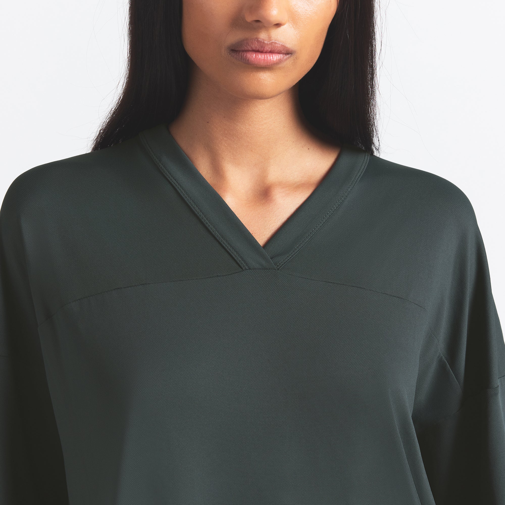 NikeSKIMS AIRY V-NECK OVERSIZED TOP | DARK TEAL - Image 3