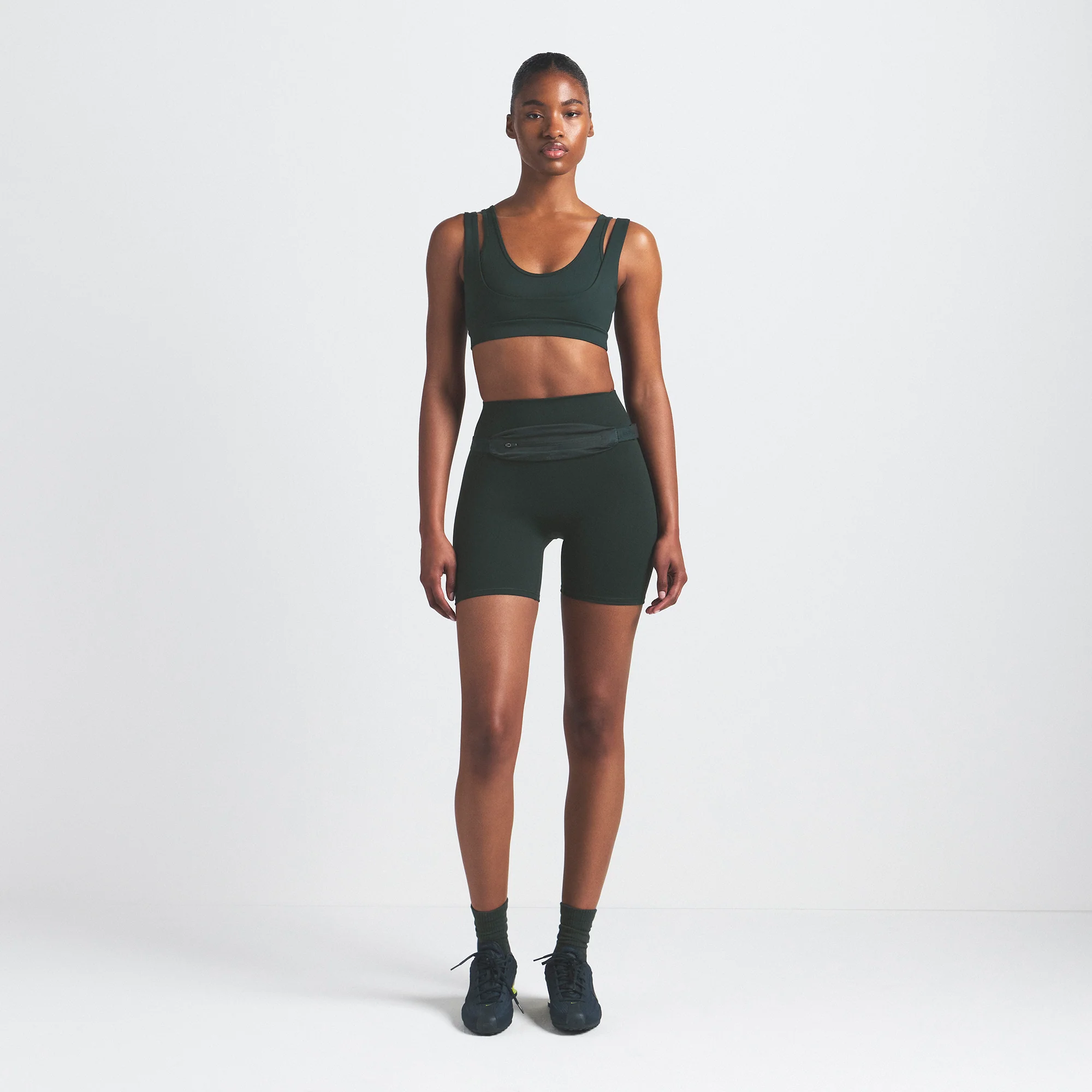 NikeSKIMS MATTE DOUBLE STRAP SCOOP BRA | DARK TEAL - Image 3
