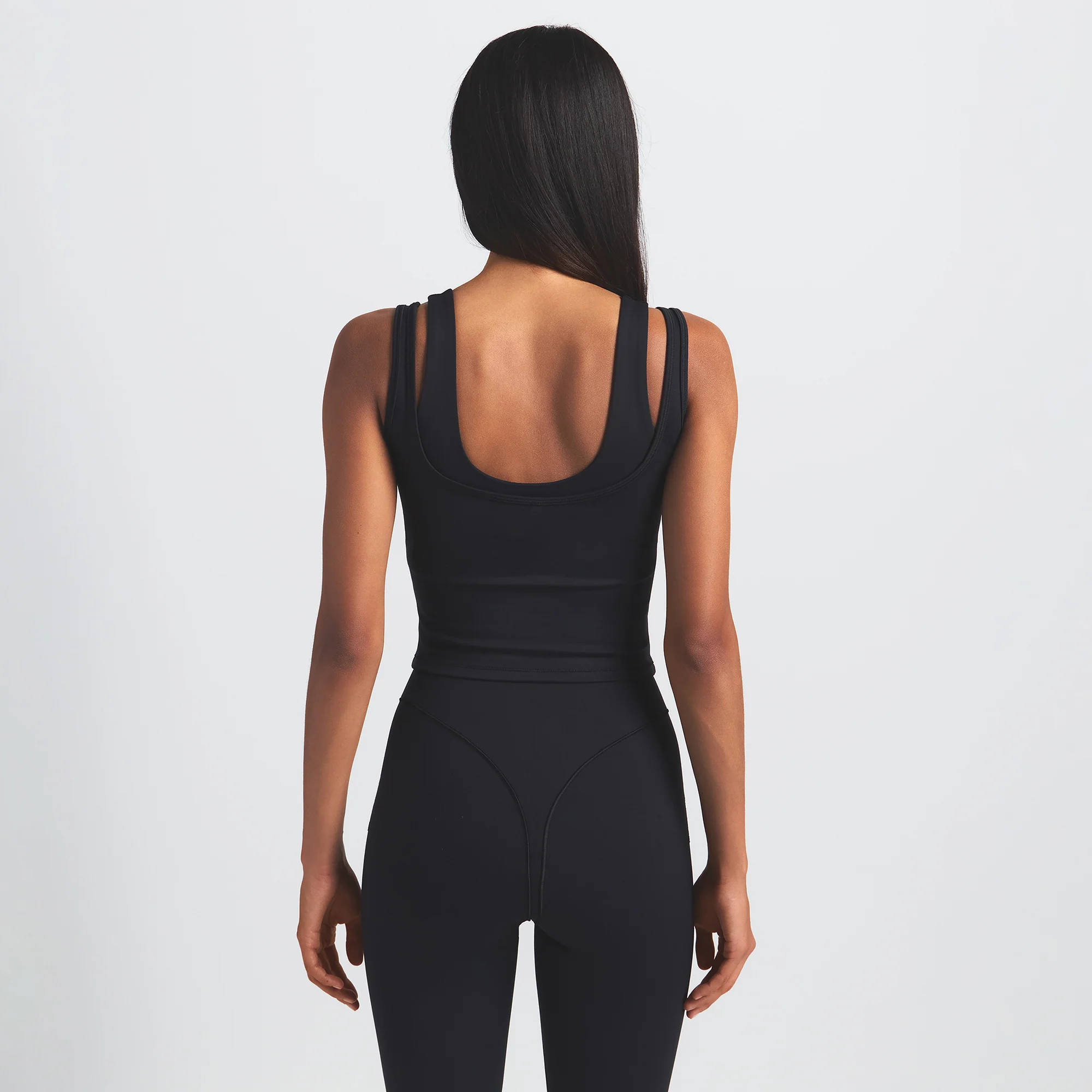 NikeSKIMS MATTE DOUBLE STRAP SCOOP TANK | OBSIDIAN - Image 4