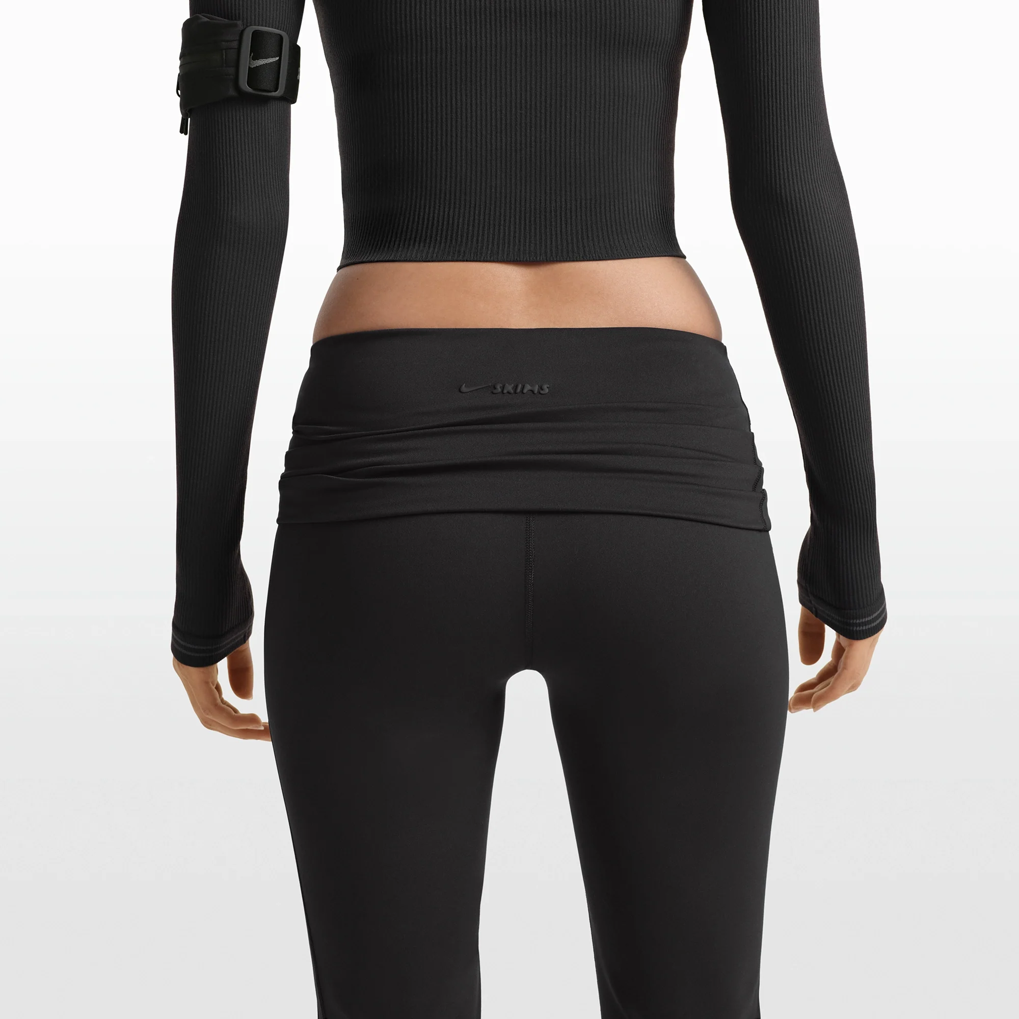 NikeSKIMS MATTE FOLDOVER SLIM FLARE LEGGING | OBSIDIAN - Image 4