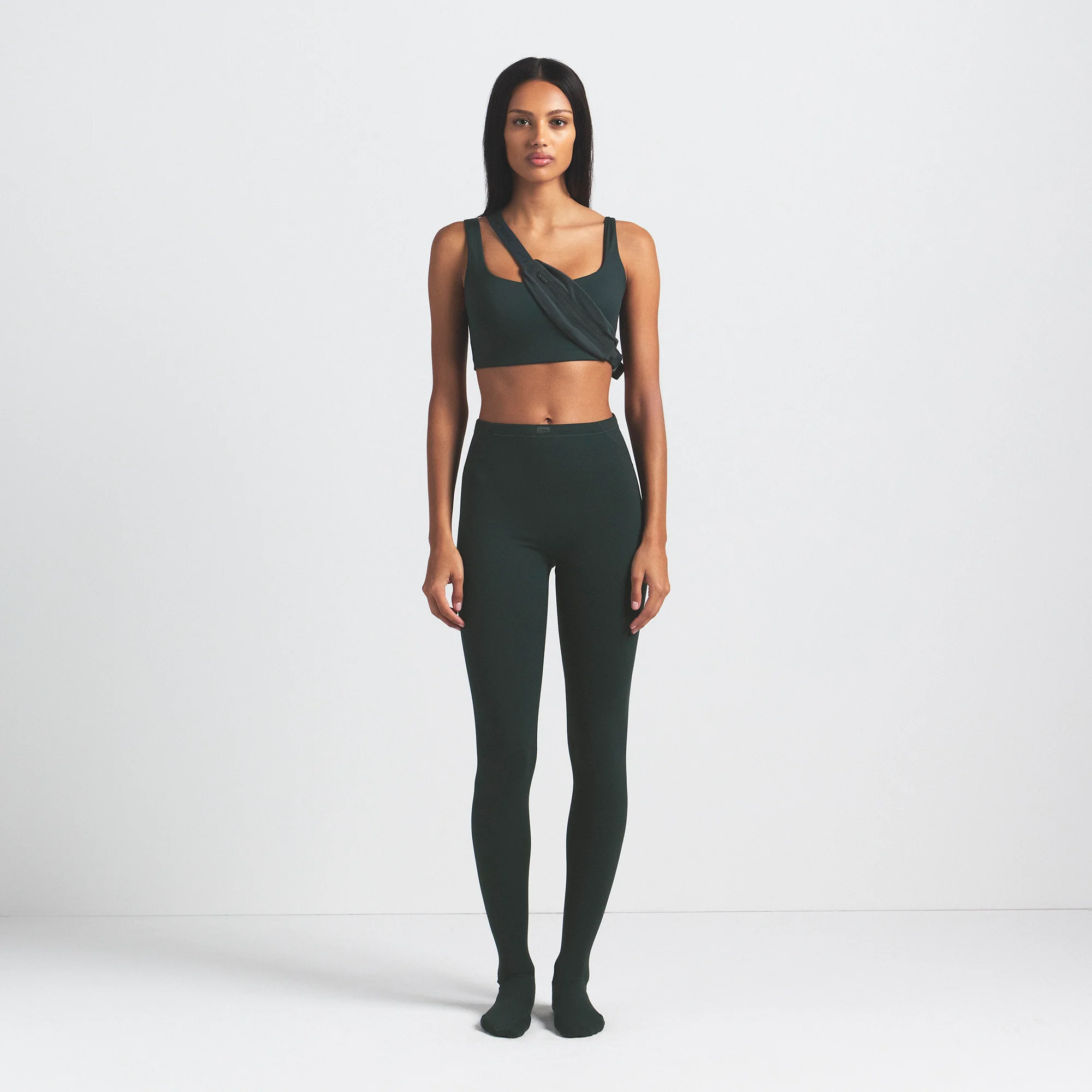 NikeSKIMS MATTE FOOTSIE GRIP LEGGING | DARK TEAL - Image 2