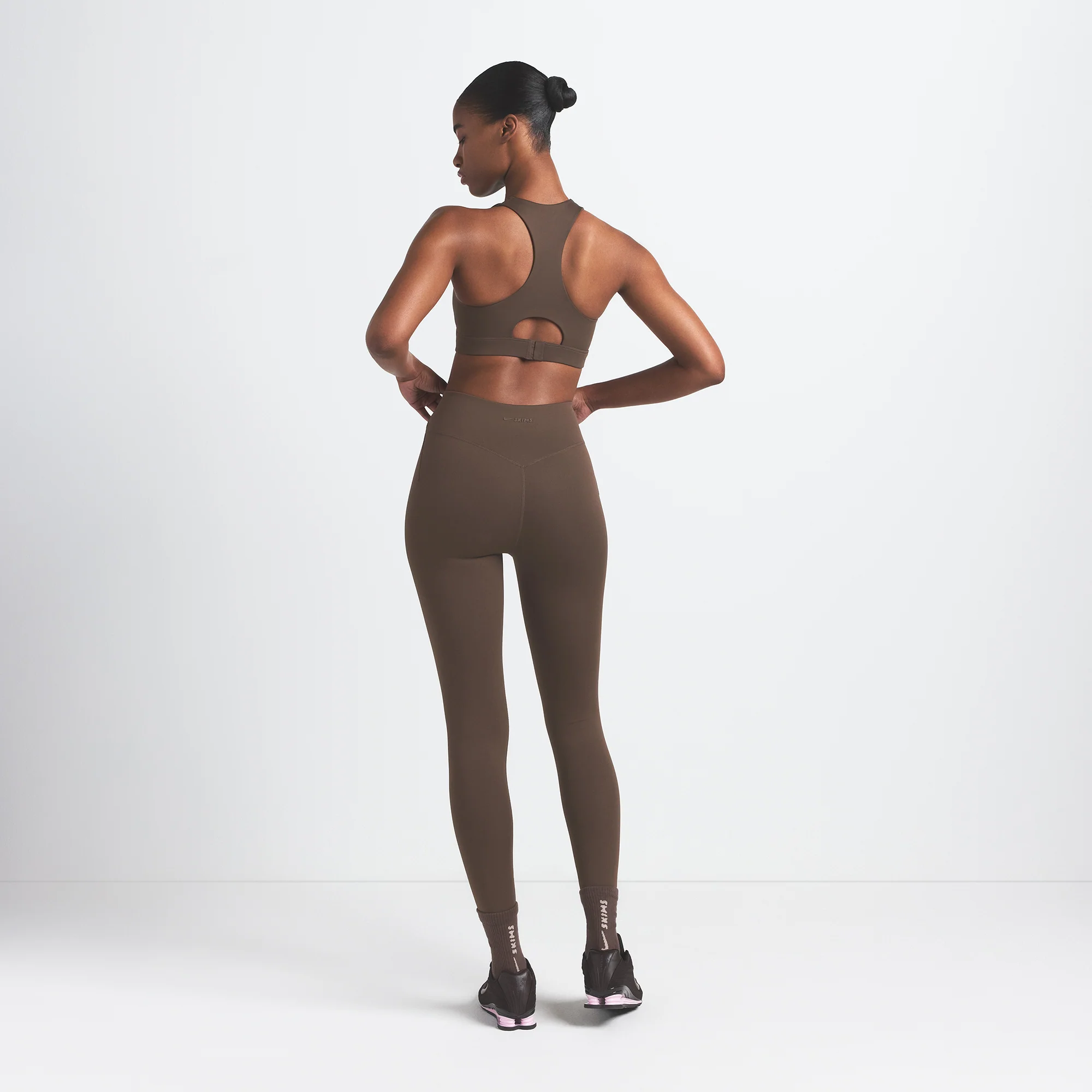 NikeSKIMS MATTE HIGH NECK BRA | DARK SEPIA - Image 4