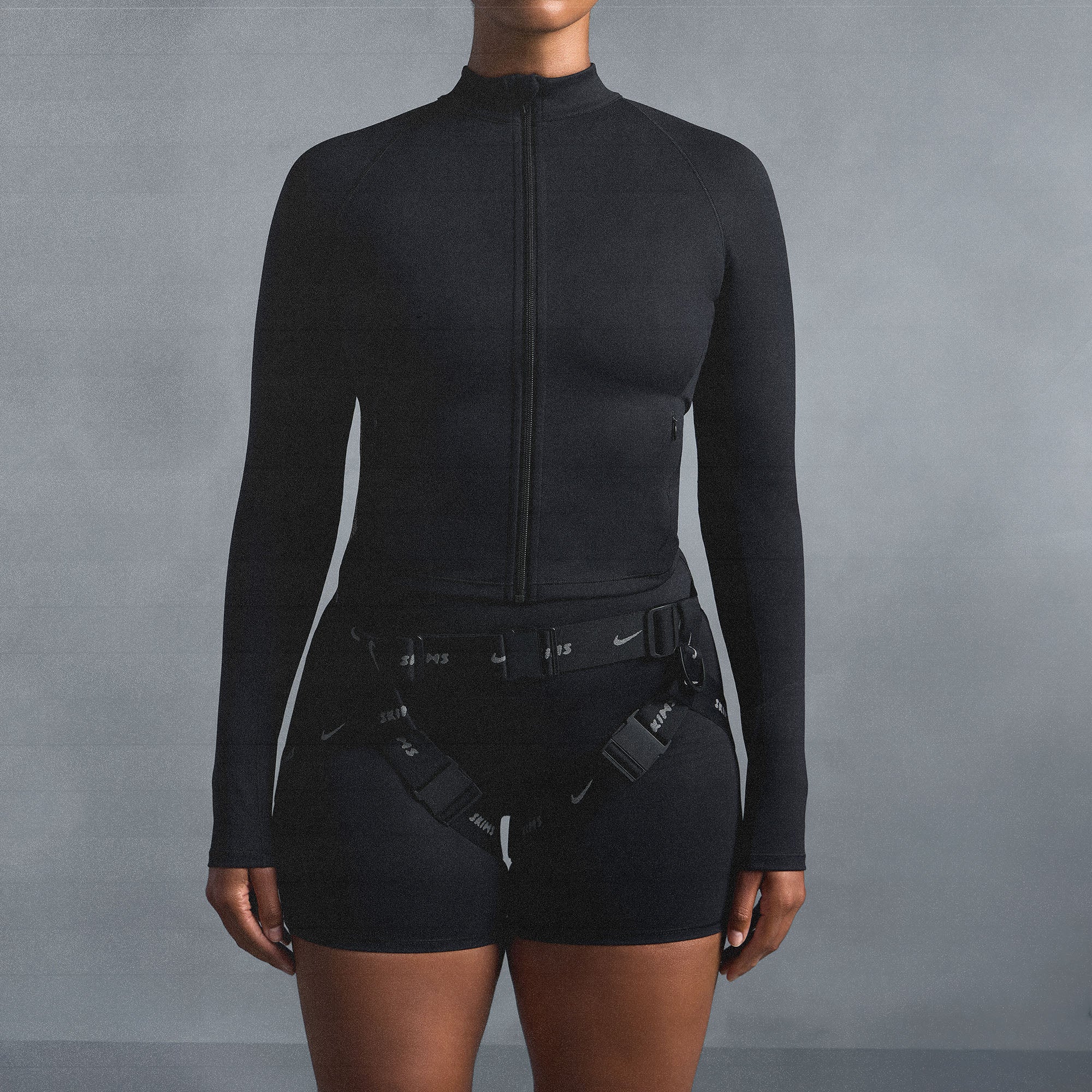 NikeSKIMS MATTE MOCK NECK FULL ZIP JACKET | OBSIDIAN - Image 6