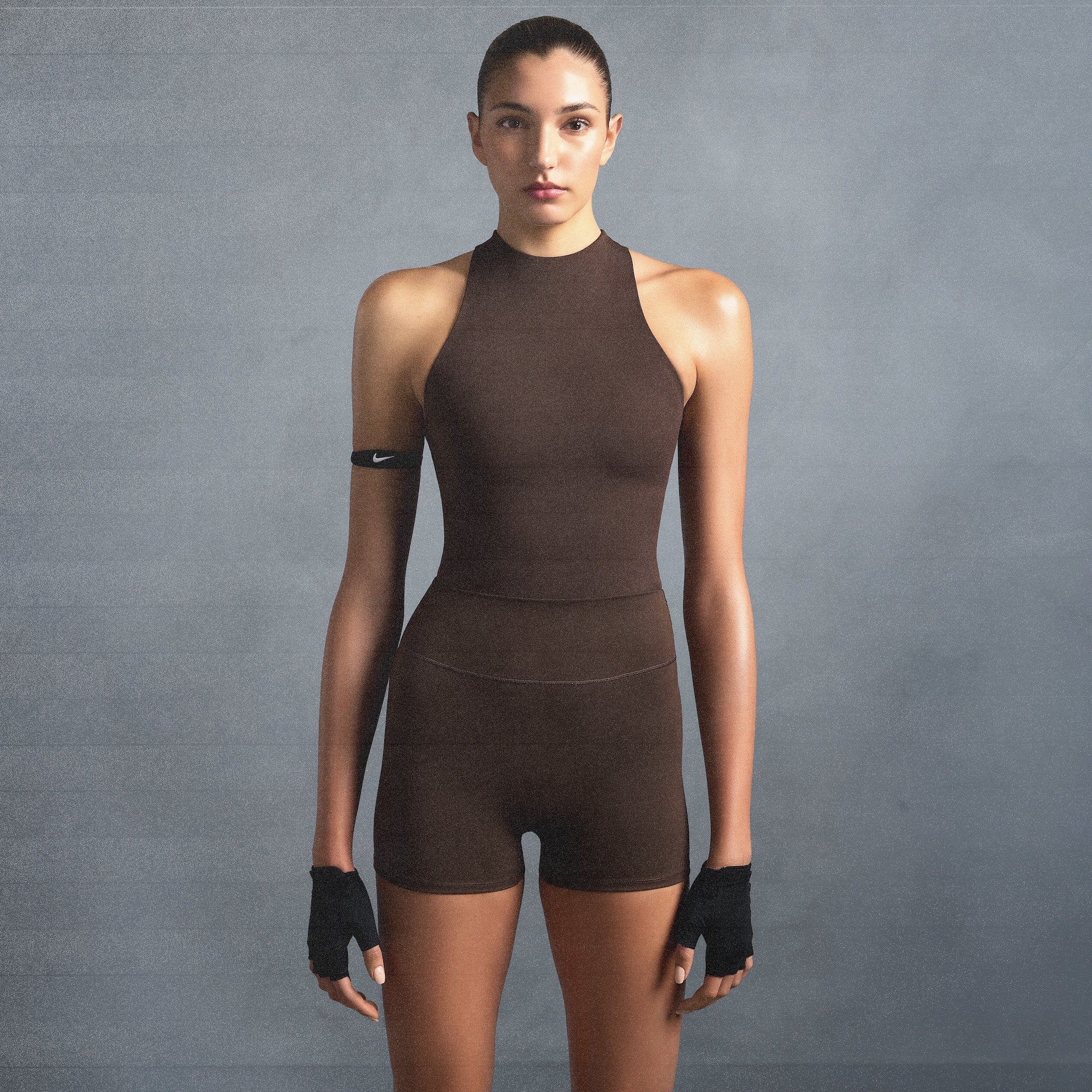 NikeSKIMS MATTE MOCK NECK RACER TANK | DARK SEPIA - Image 6