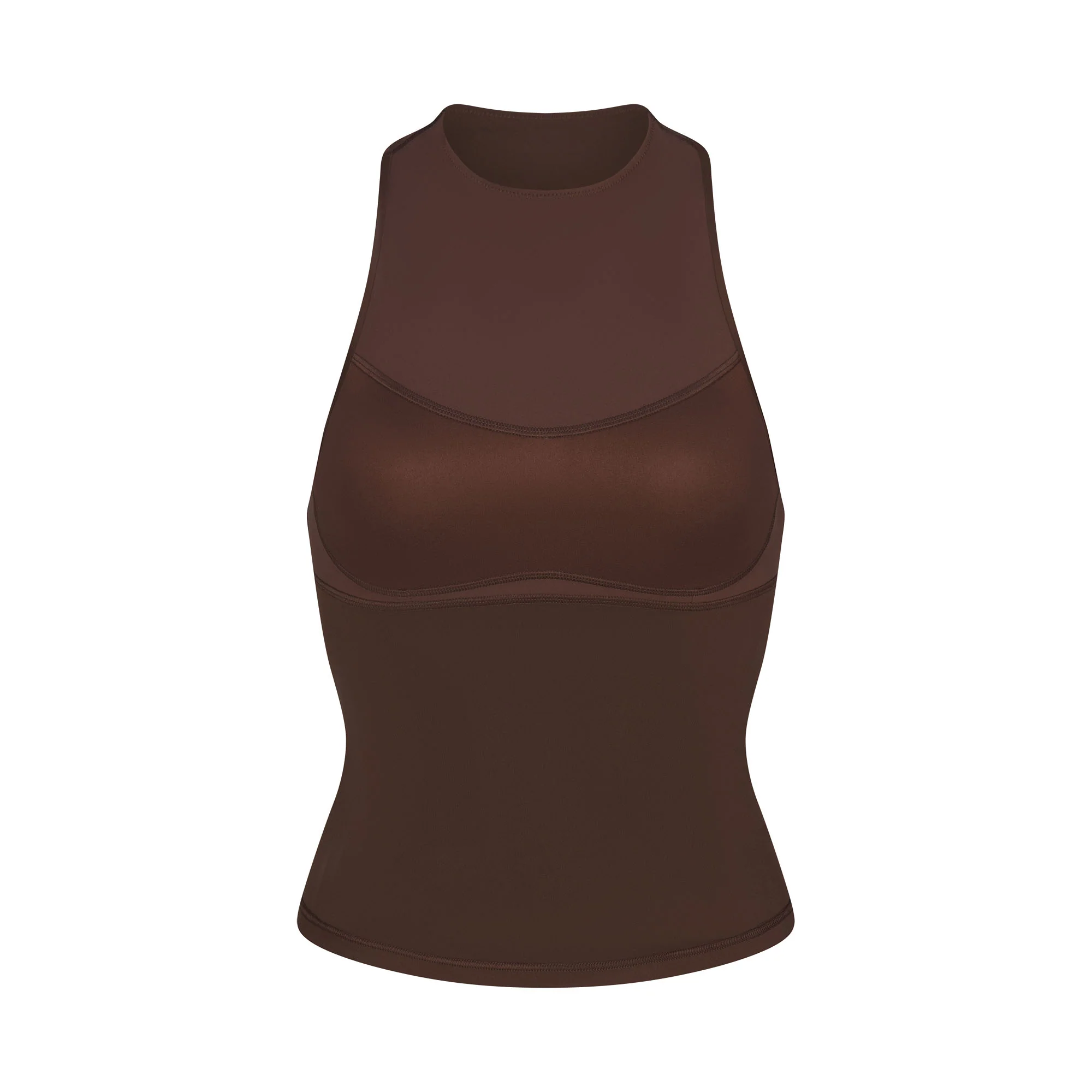 NikeSKIMS MATTE MOCK NECK RACER TANK | DARK SEPIA - Image 8