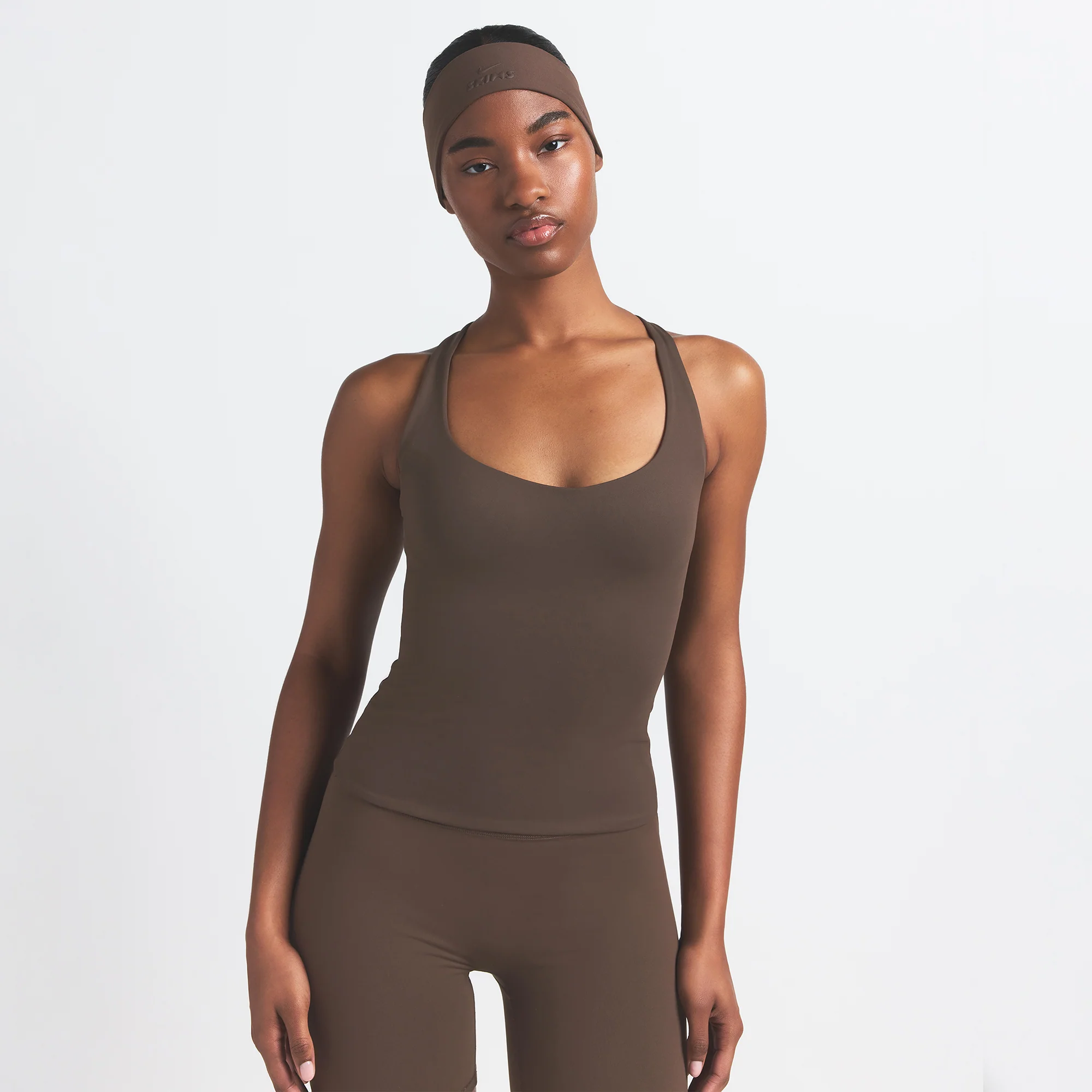 NikeSKIMS MATTE RACER BACK TANK | DARK SEPIA - Image 3