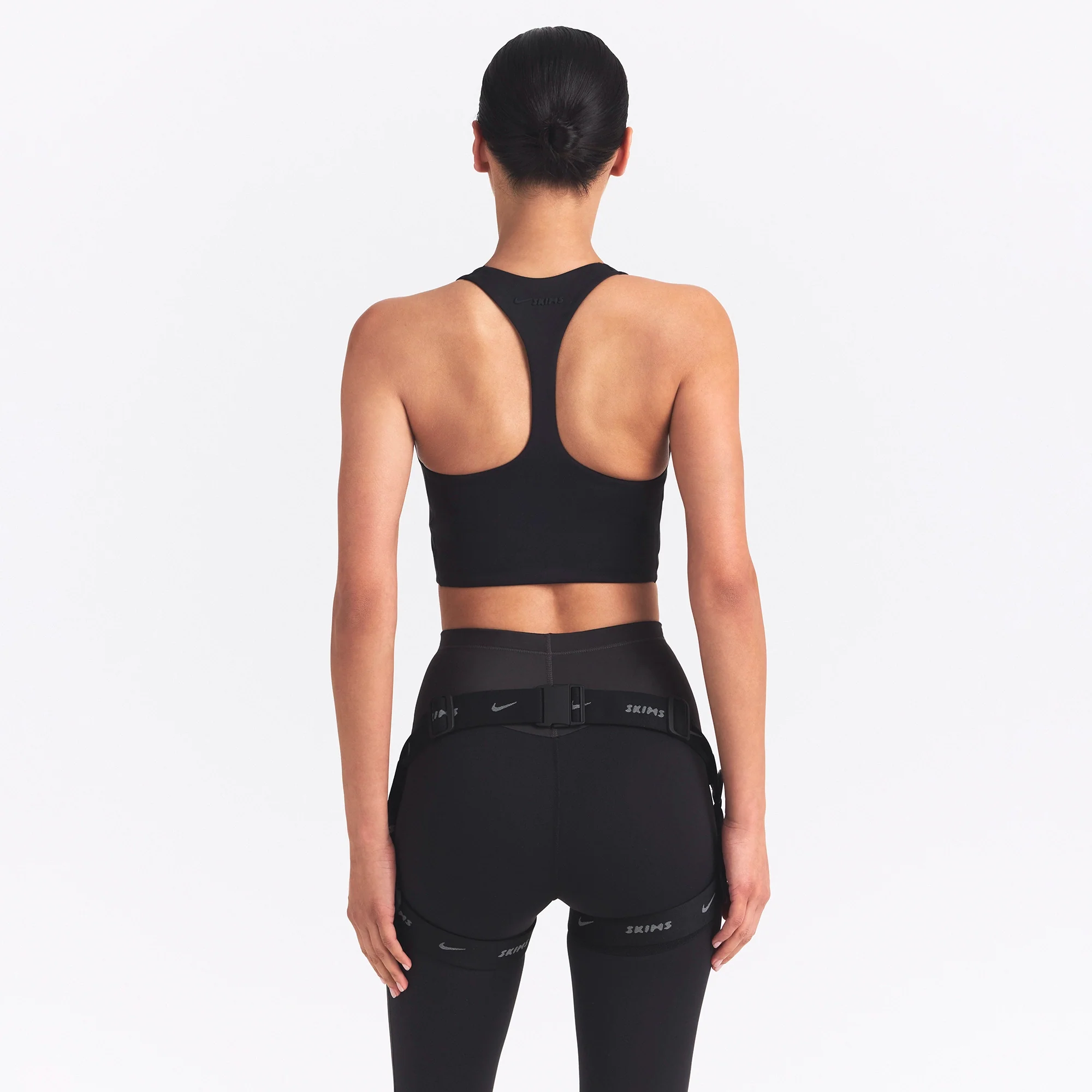 NikeSKIMS MATTE SHINE MIX RACERBACK BRA TOP | OBSIDIAN AND IGNEOUS - Image 5