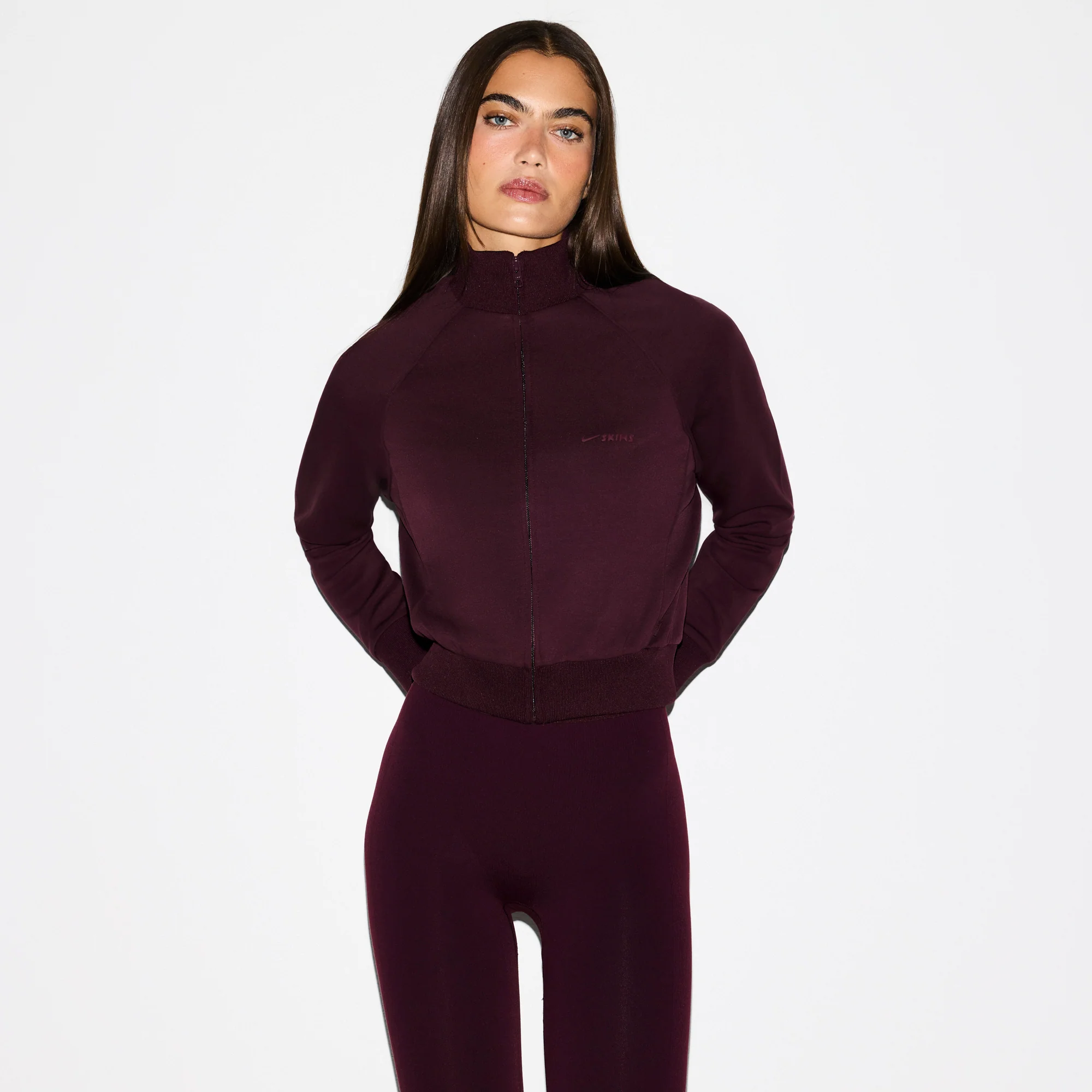 NikeSKIMS MATTE TRICOT TRACK JACKET | CURRANT - Image 3