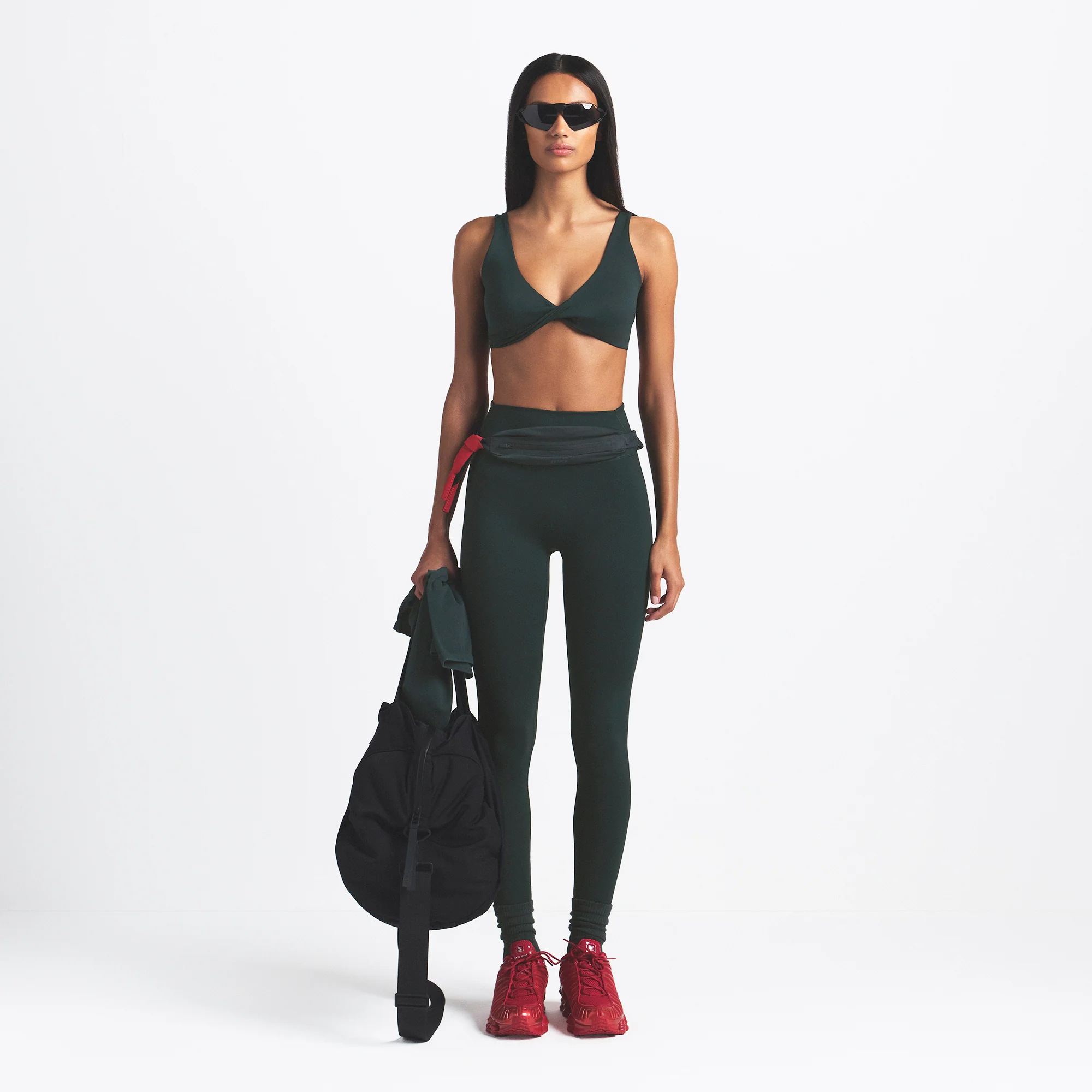 NikeSKIMS MATTE TWIST-FRONT BRA | DARK TEAL - Image 2