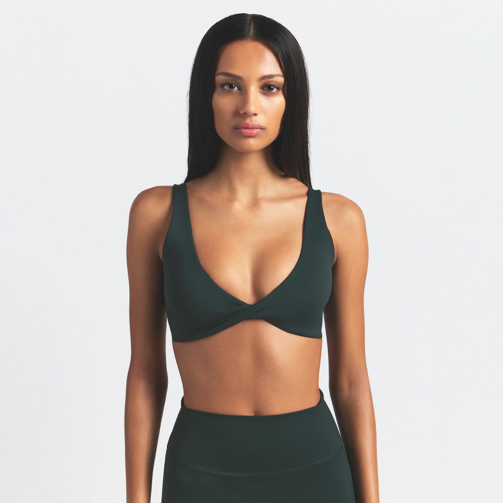 NikeSKIMS MATTE TWIST-FRONT BRA | DARK TEAL - Image 4