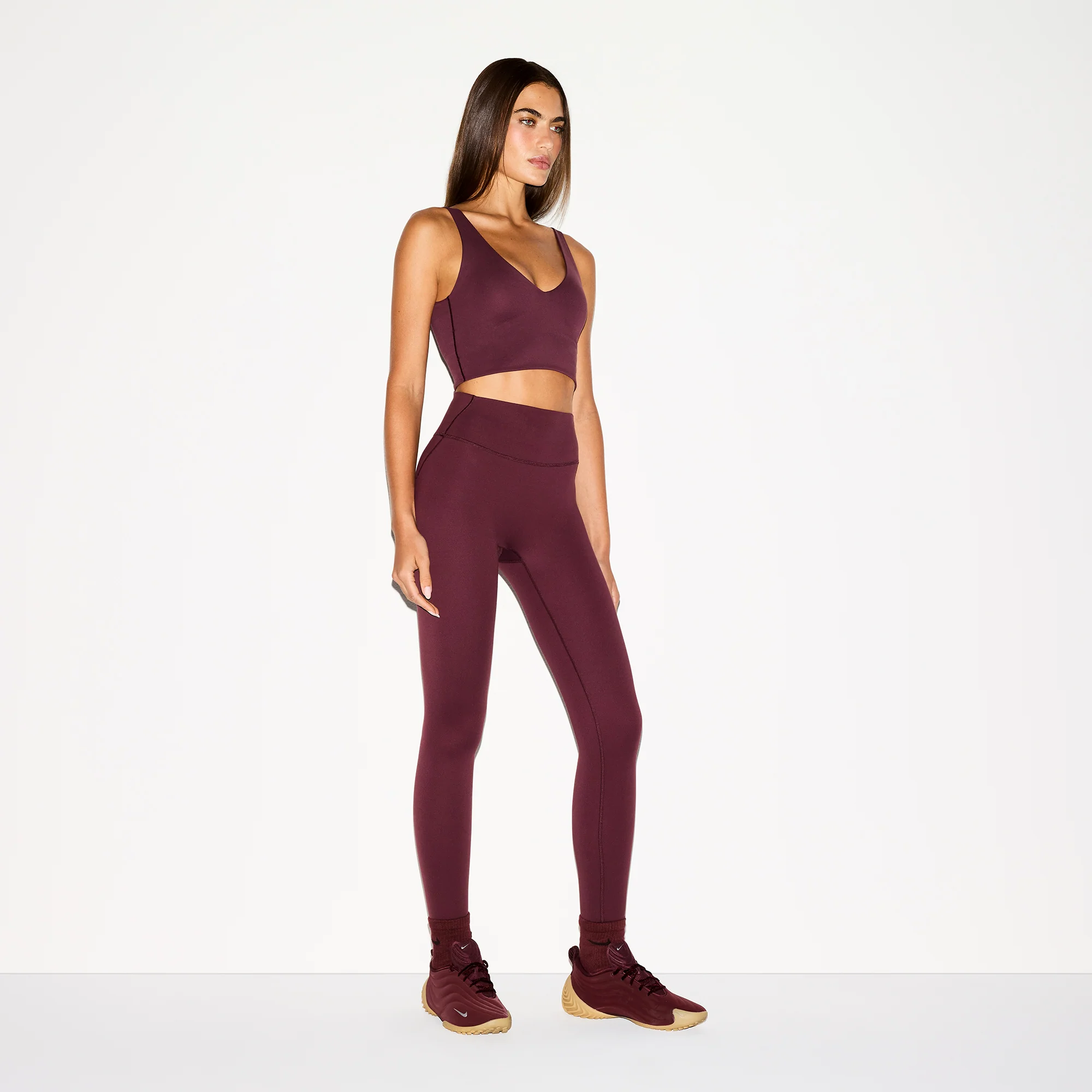 NikeSKIMS MATTE V-NECK BRA TOP | CURRANT - Image 4