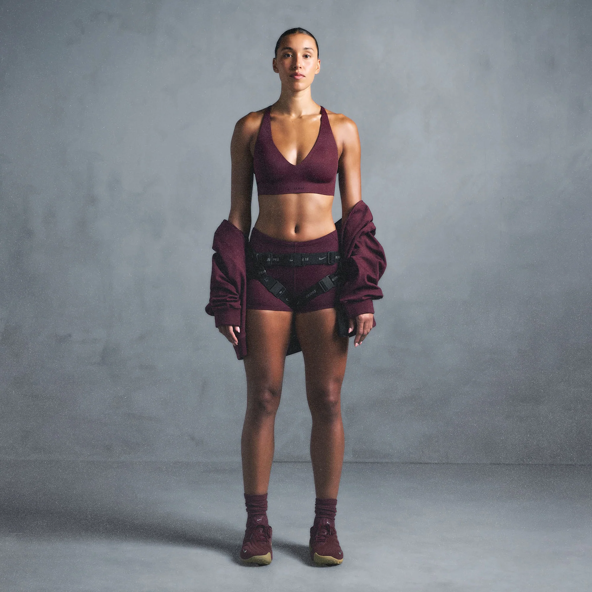 NikeSKIMS MATTE V-NECK BRA TOP | CURRANT - Image 6