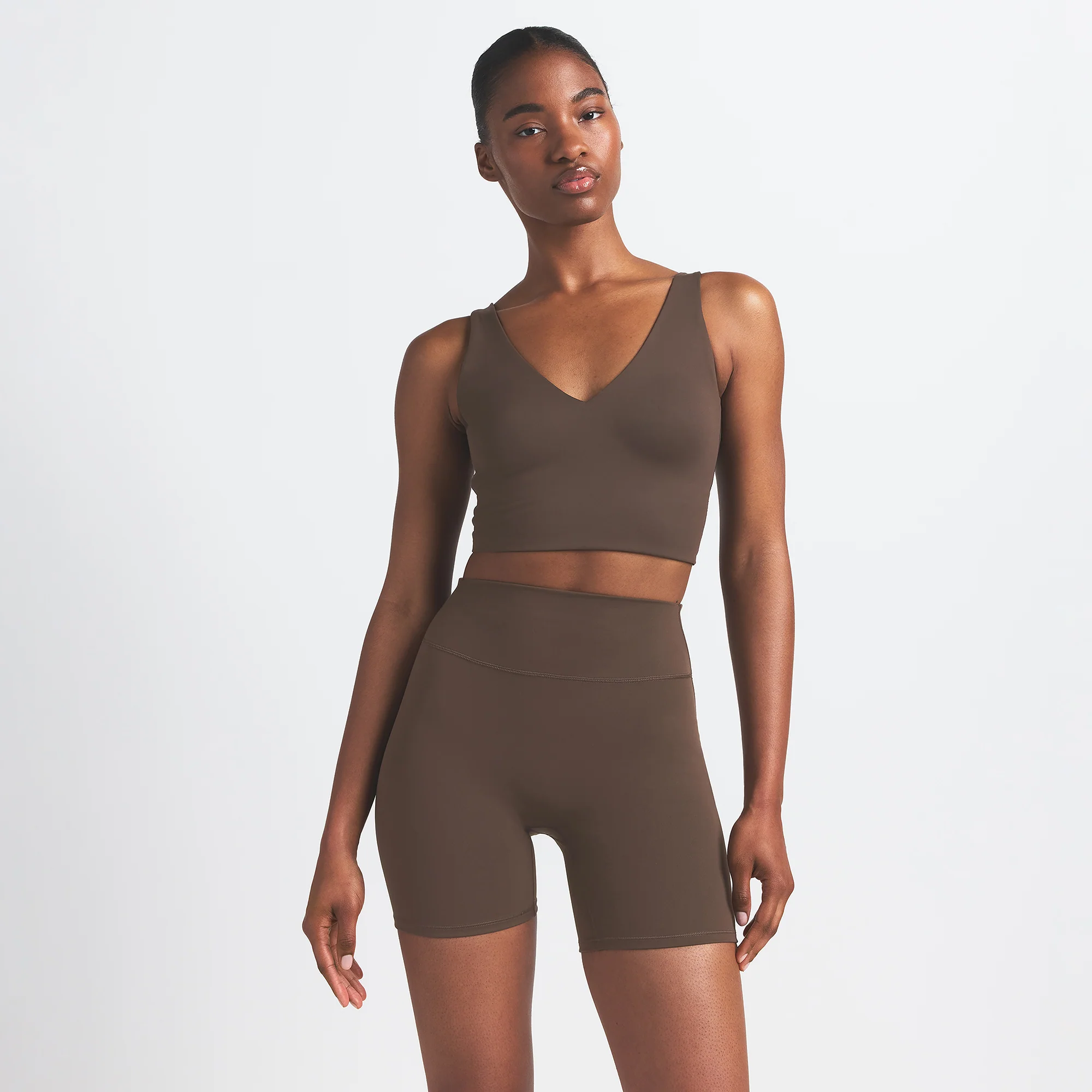 NikeSKIMS MATTE V-NECK BRA TOP | DARK SEPIA - Image 3