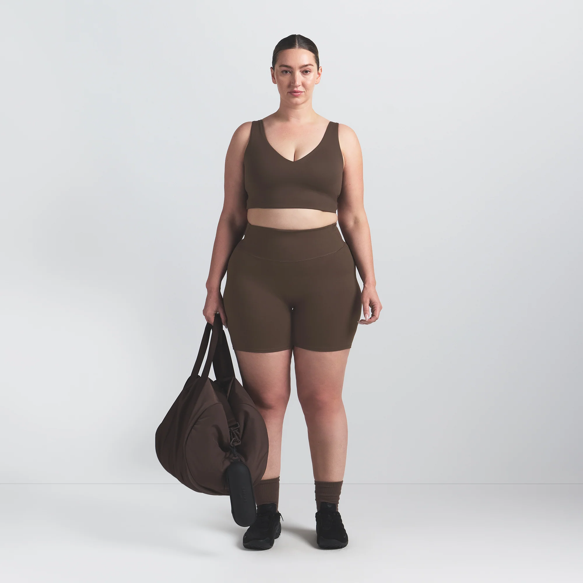 NikeSKIMS MATTE V-NECK BRA TOP | DARK SEPIA - Image 6