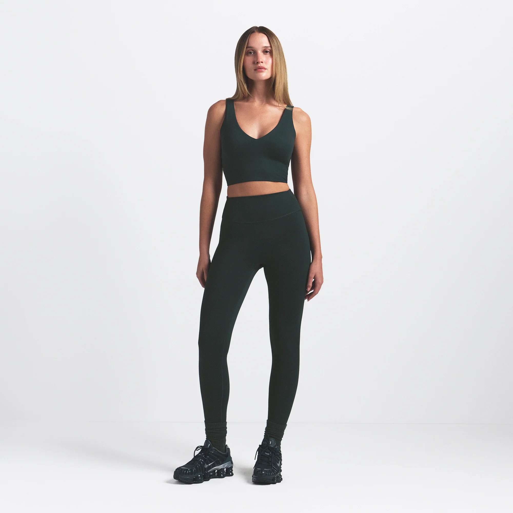 NikeSKIMS MATTE V-NECK BRA TOP | DARK TEAL - Image 2