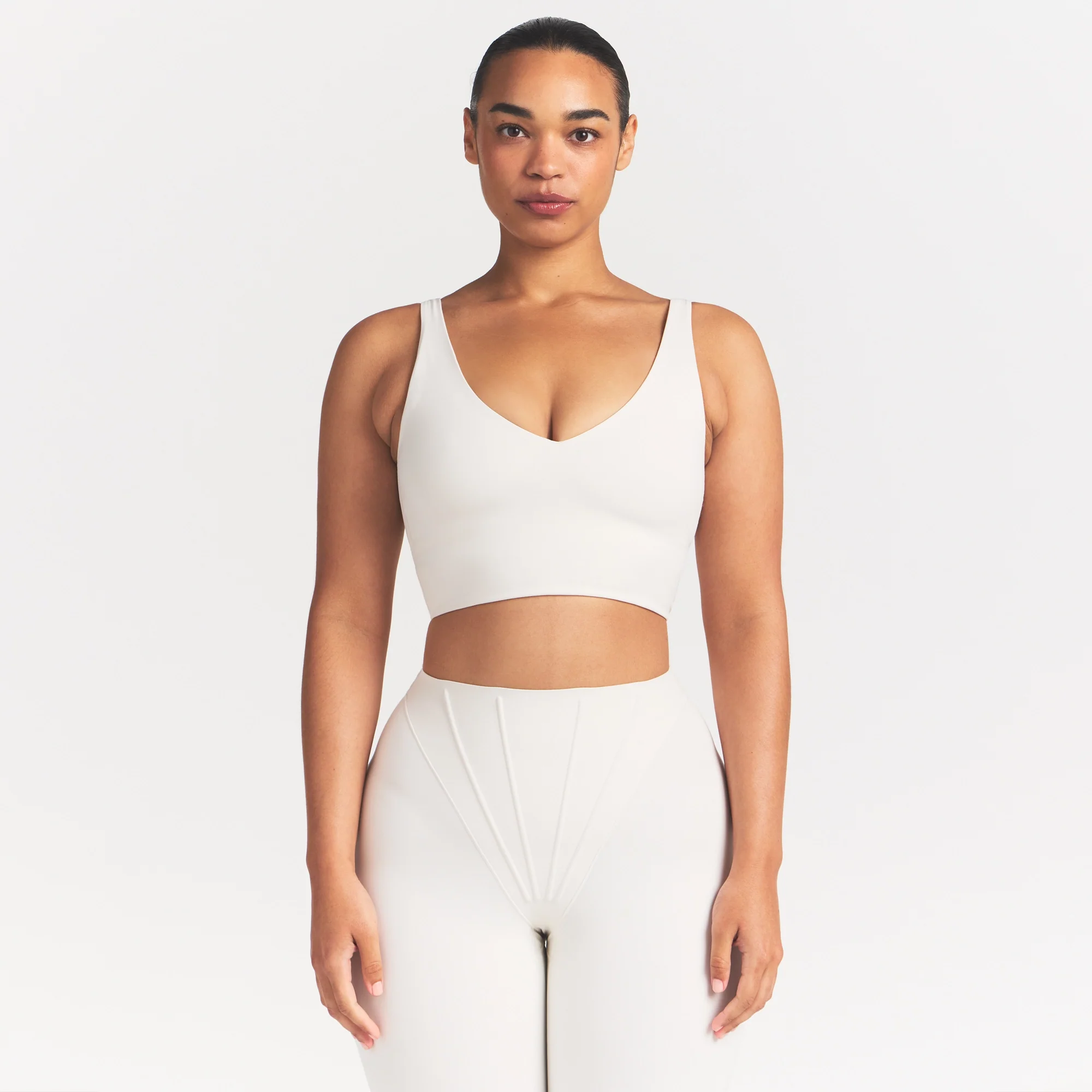 NikeSKIMS MATTE V-NECK BRA TOP | IVORY - Image 3