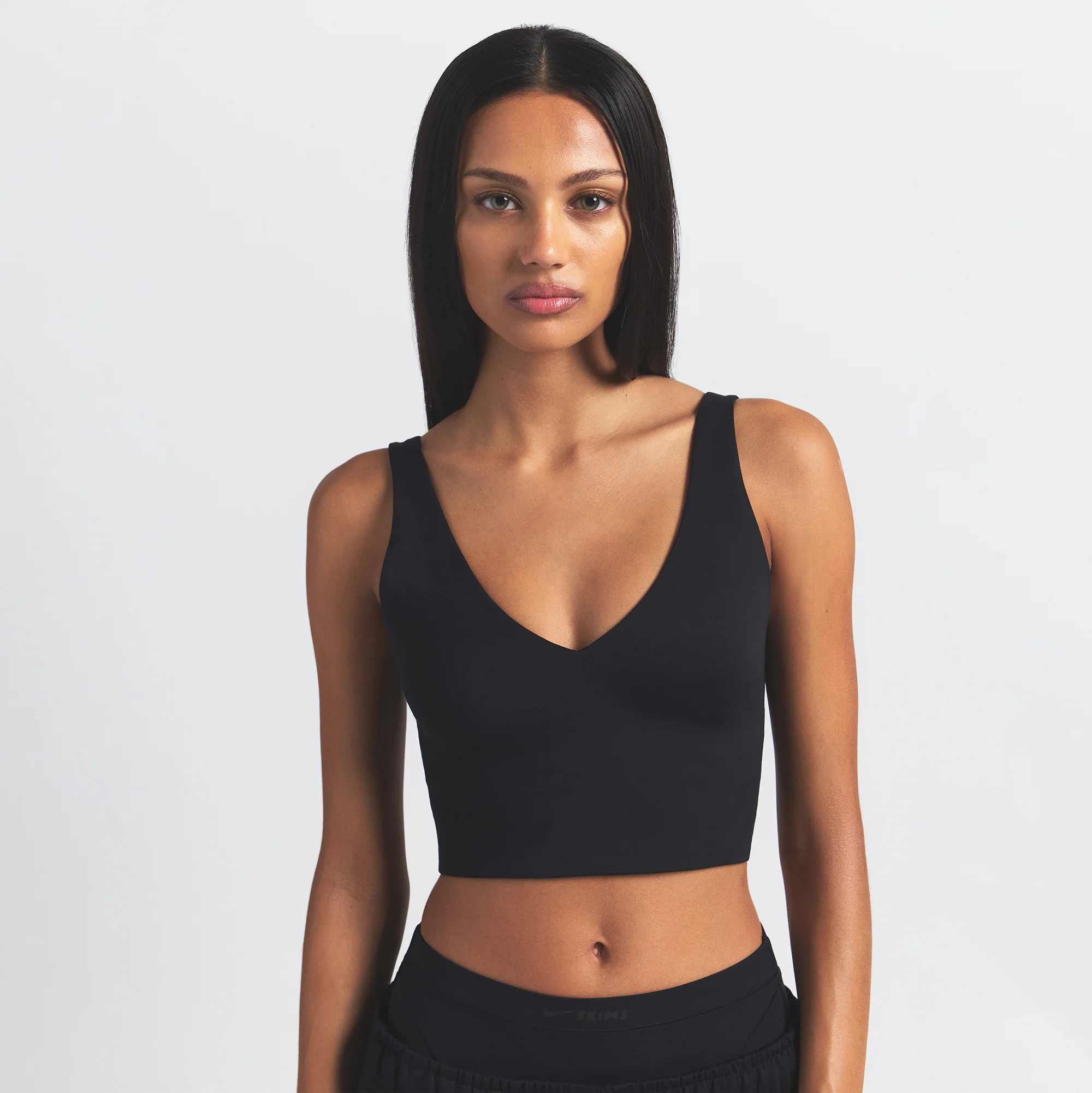 NikeSKIMS MATTE V-NECK BRA TOP | OBSIDIAN - Image 3