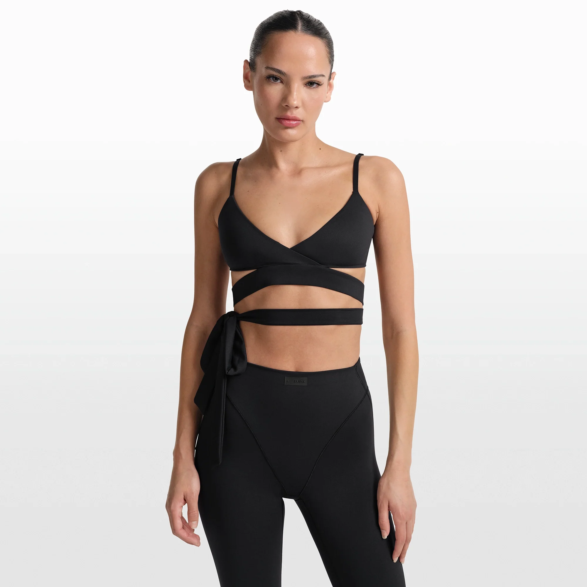 NikeSKIMS MATTE WRAP FRONT BRA | OBSIDIAN - Image 3