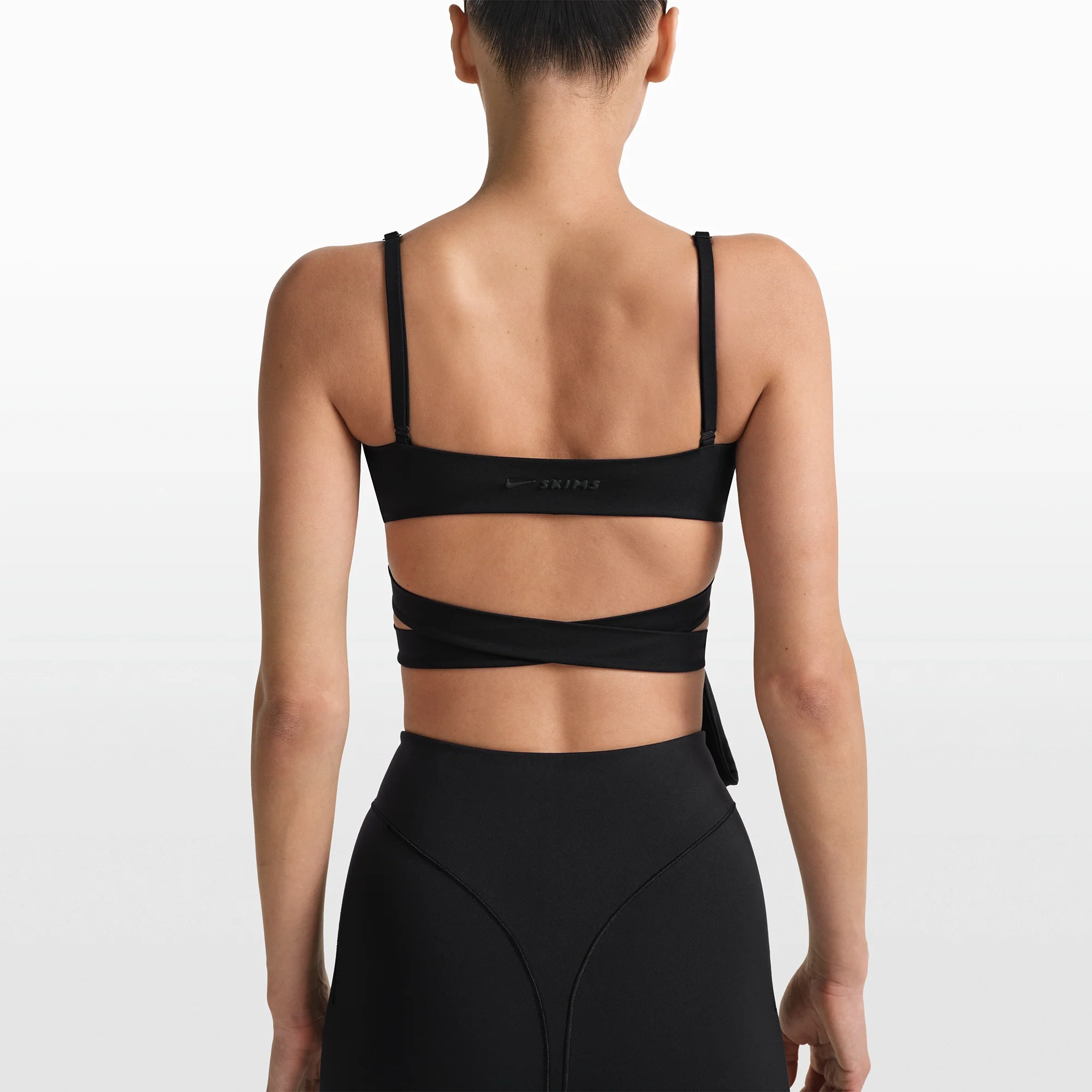 NikeSKIMS MATTE WRAP FRONT BRA | OBSIDIAN - Image 5