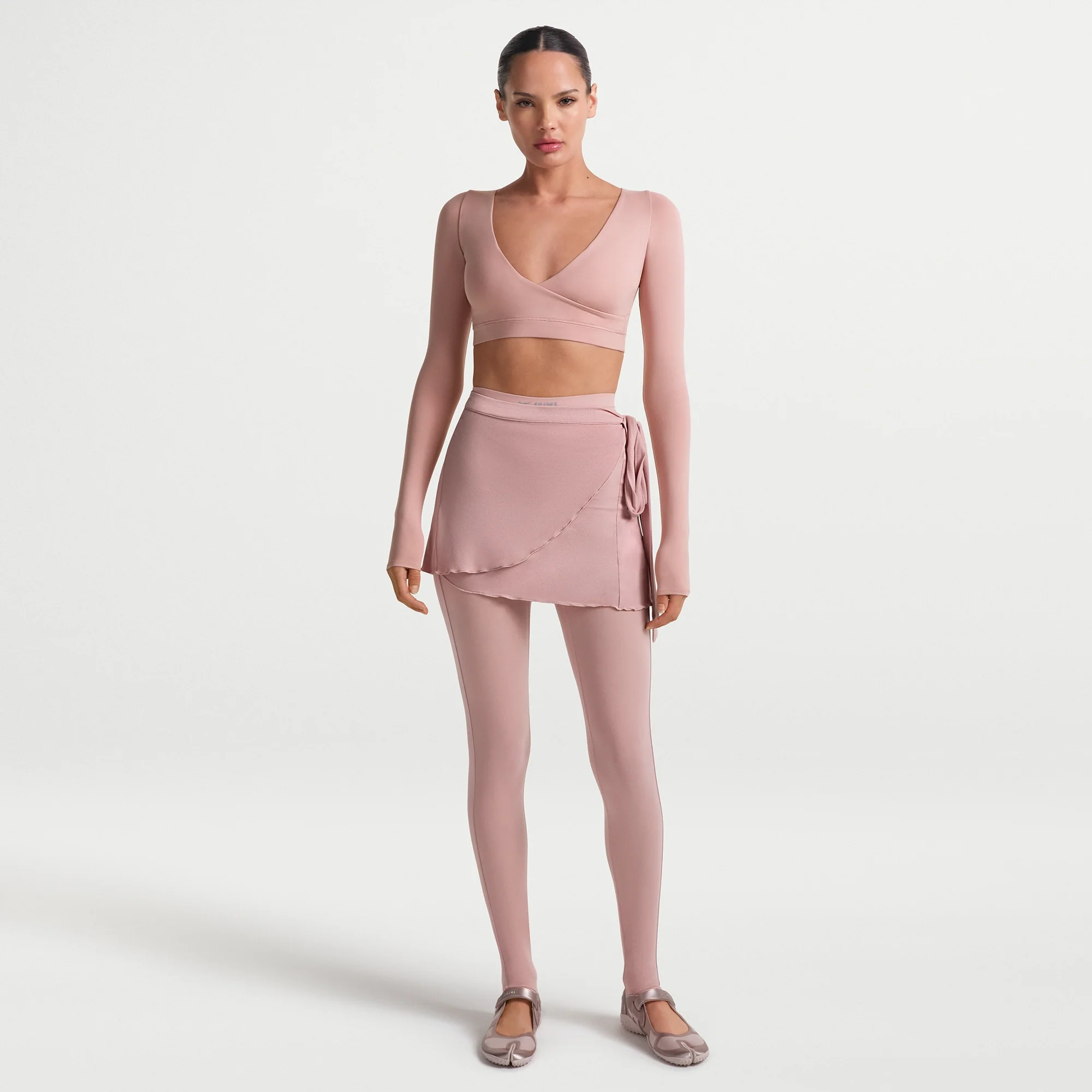 NikeSKIMS MATTE WRAP LONG SLEEVE CROPPED TOP | HIMALAYAN - Image 2