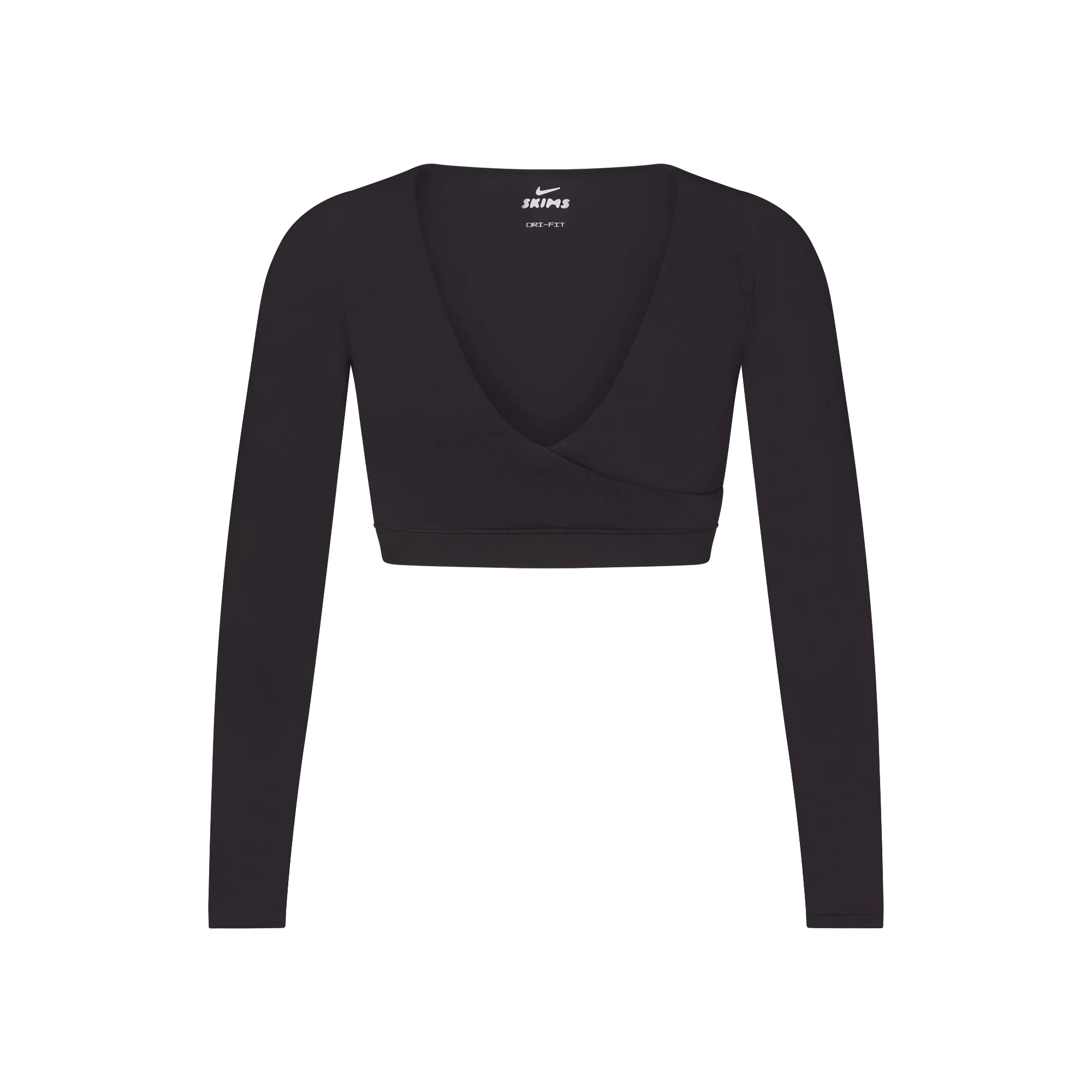 NikeSKIMS MATTE WRAP LONG SLEEVE CROPPED TOP | OBSIDIAN