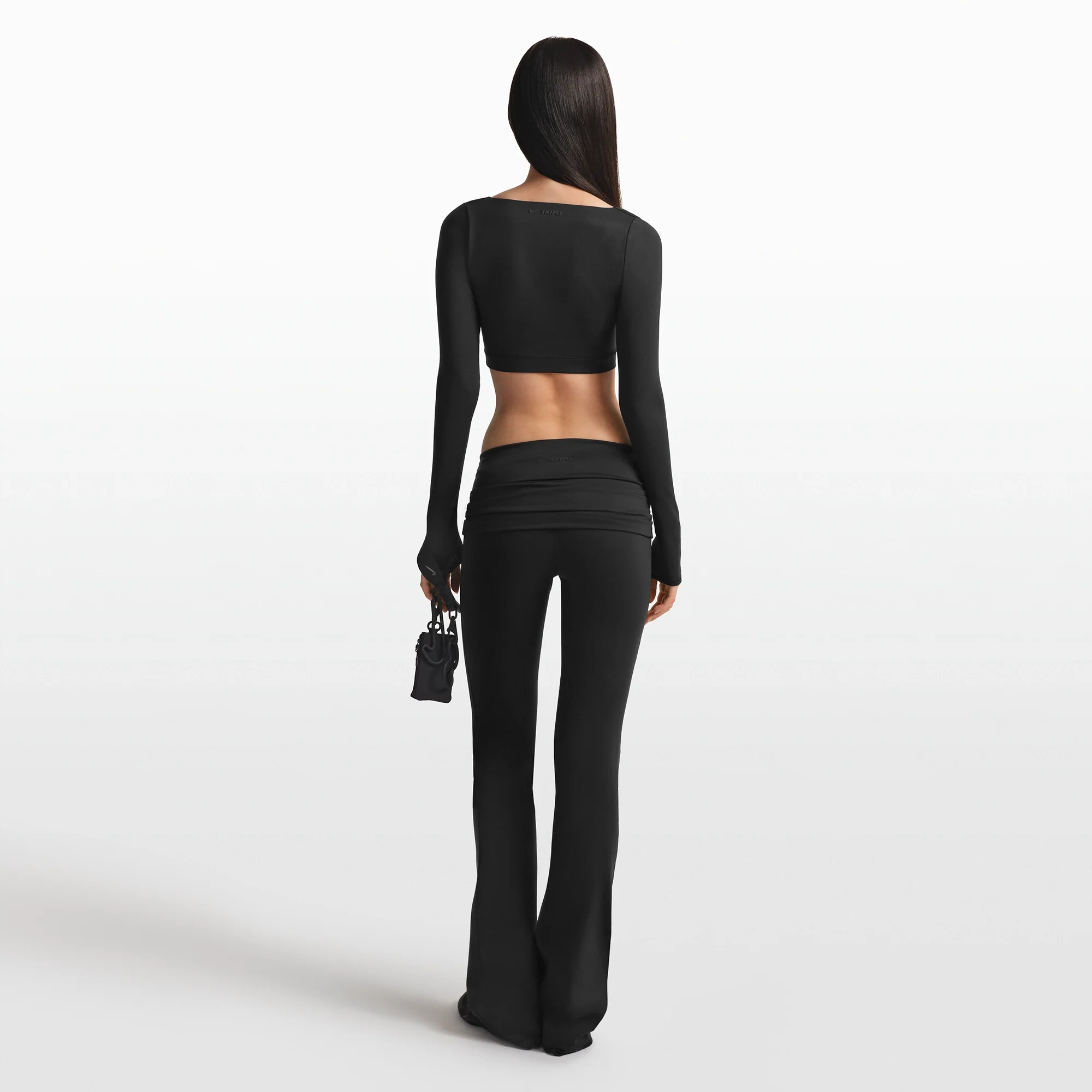 NikeSKIMS MATTE WRAP LONG SLEEVE CROPPED TOP | OBSIDIAN - Image 6