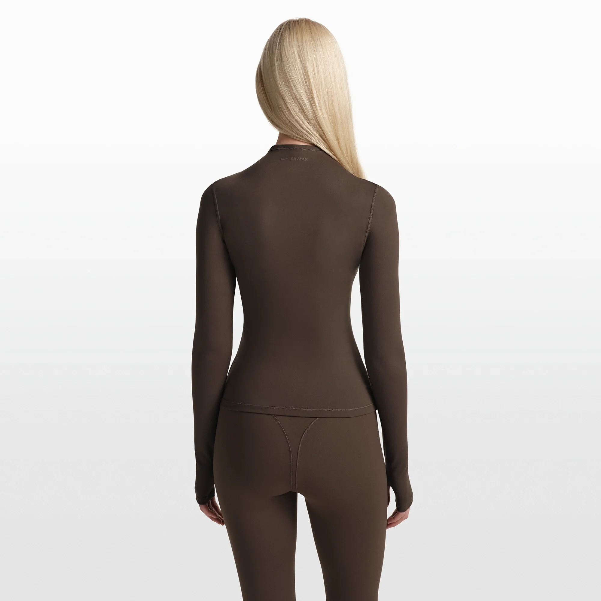 NikeSKIMS MATTE ZIP FRONT TOP | DARK SEPIA - Image 6