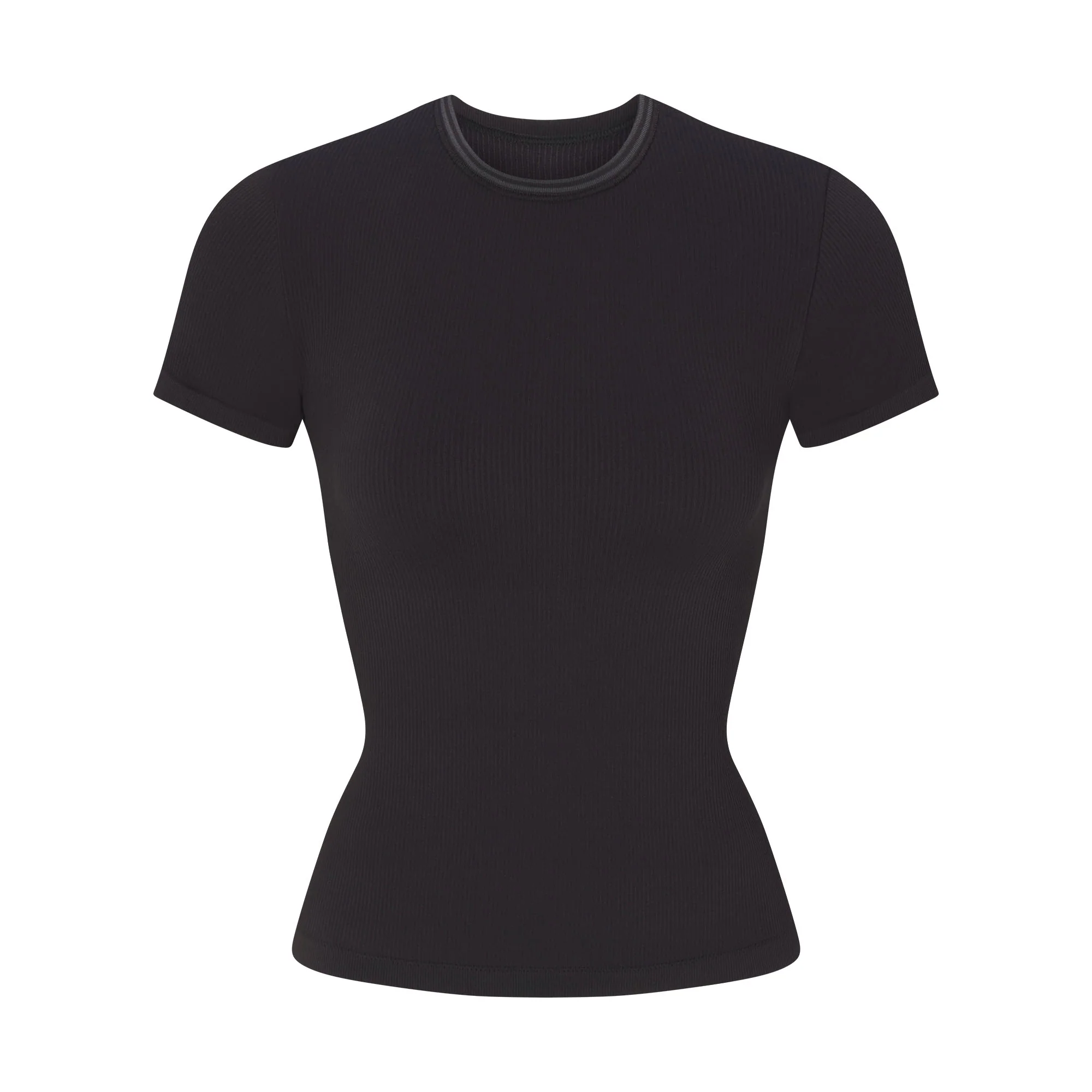 NikeSKIMS RIBBED SEAMLESS BABY TEE | OBSIDIAN